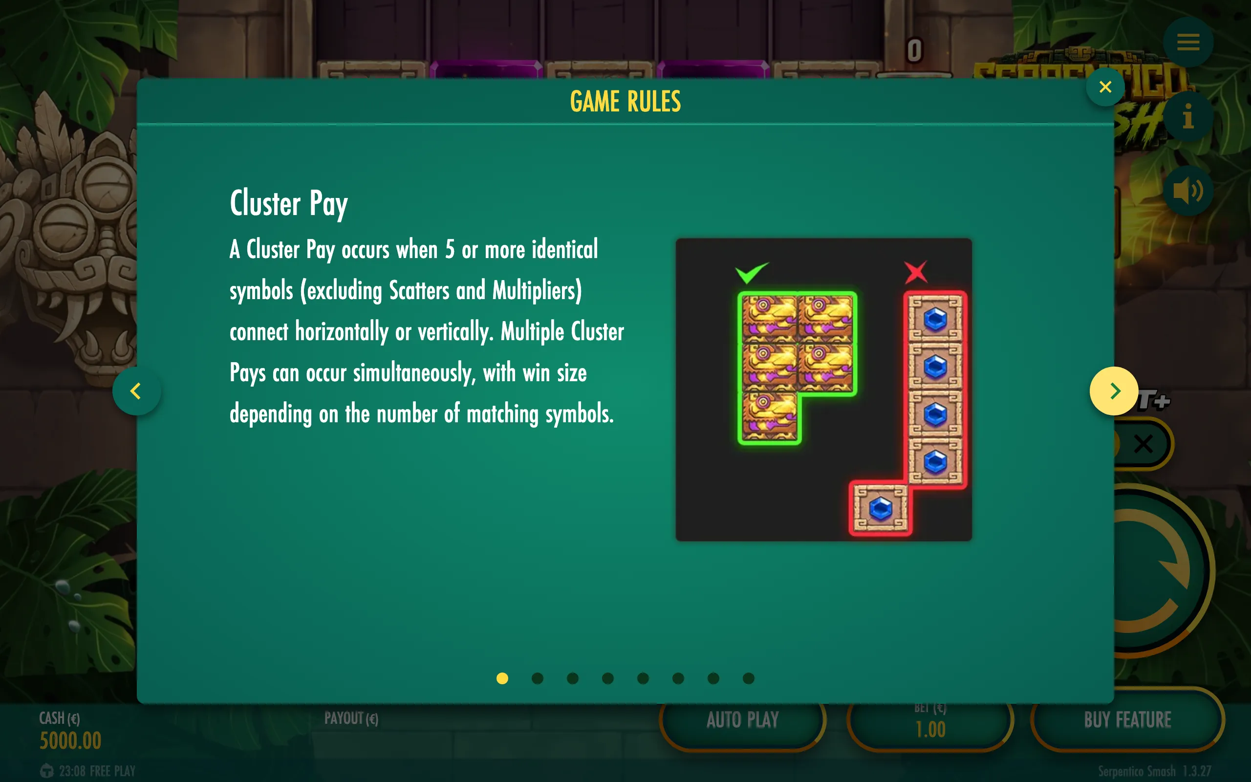 Serpentico Smash paytable page 4 with symbol payouts