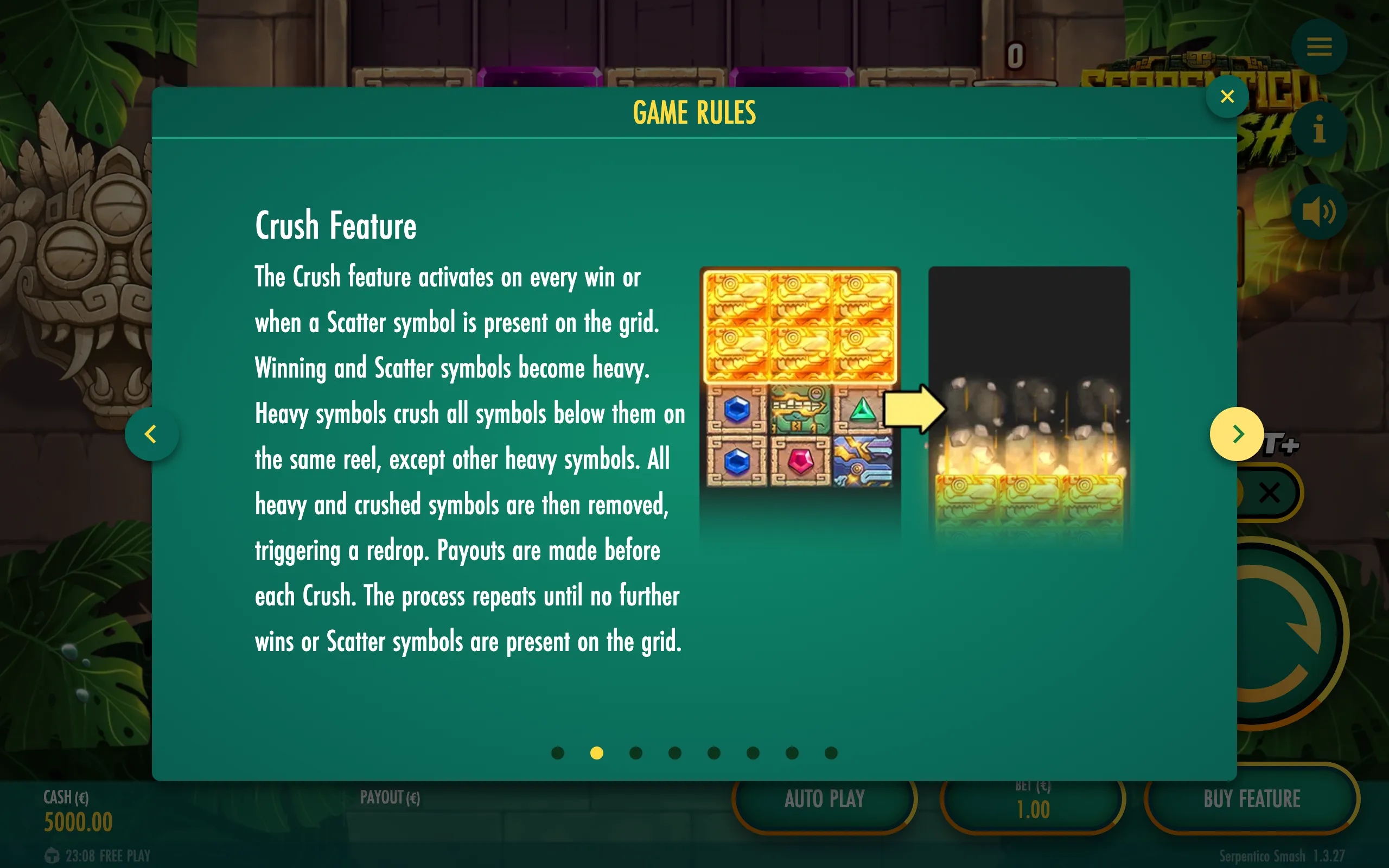 Serpentico Smash paytable page 5 with symbol payouts