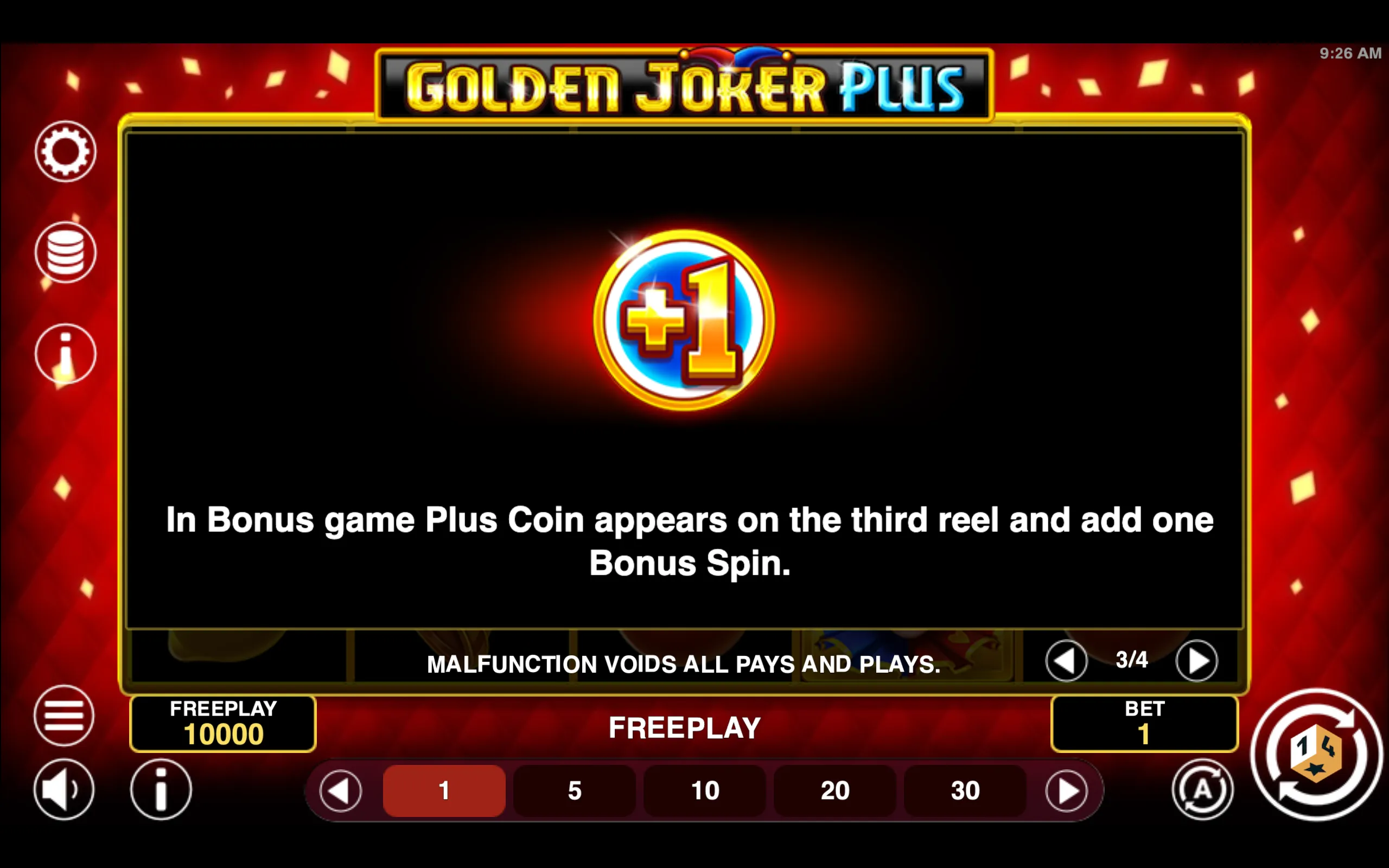 Golden Joker Plus paytable page 3 with symbol payouts