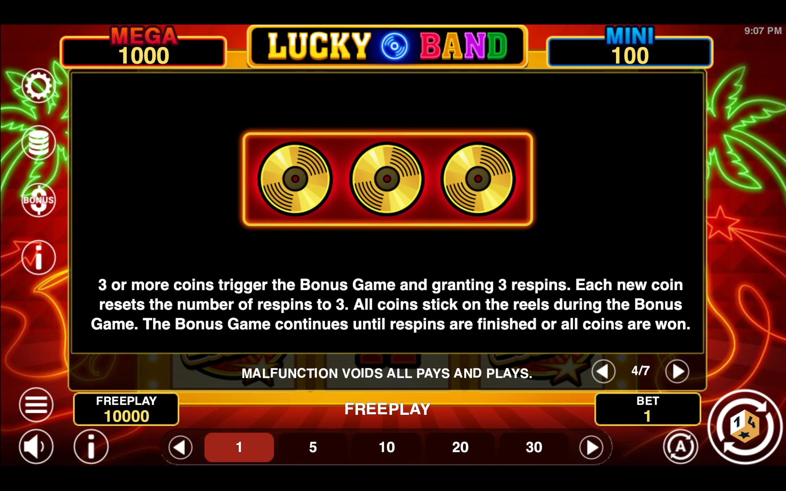 Lucky Band paytable page 4 with symbol payouts