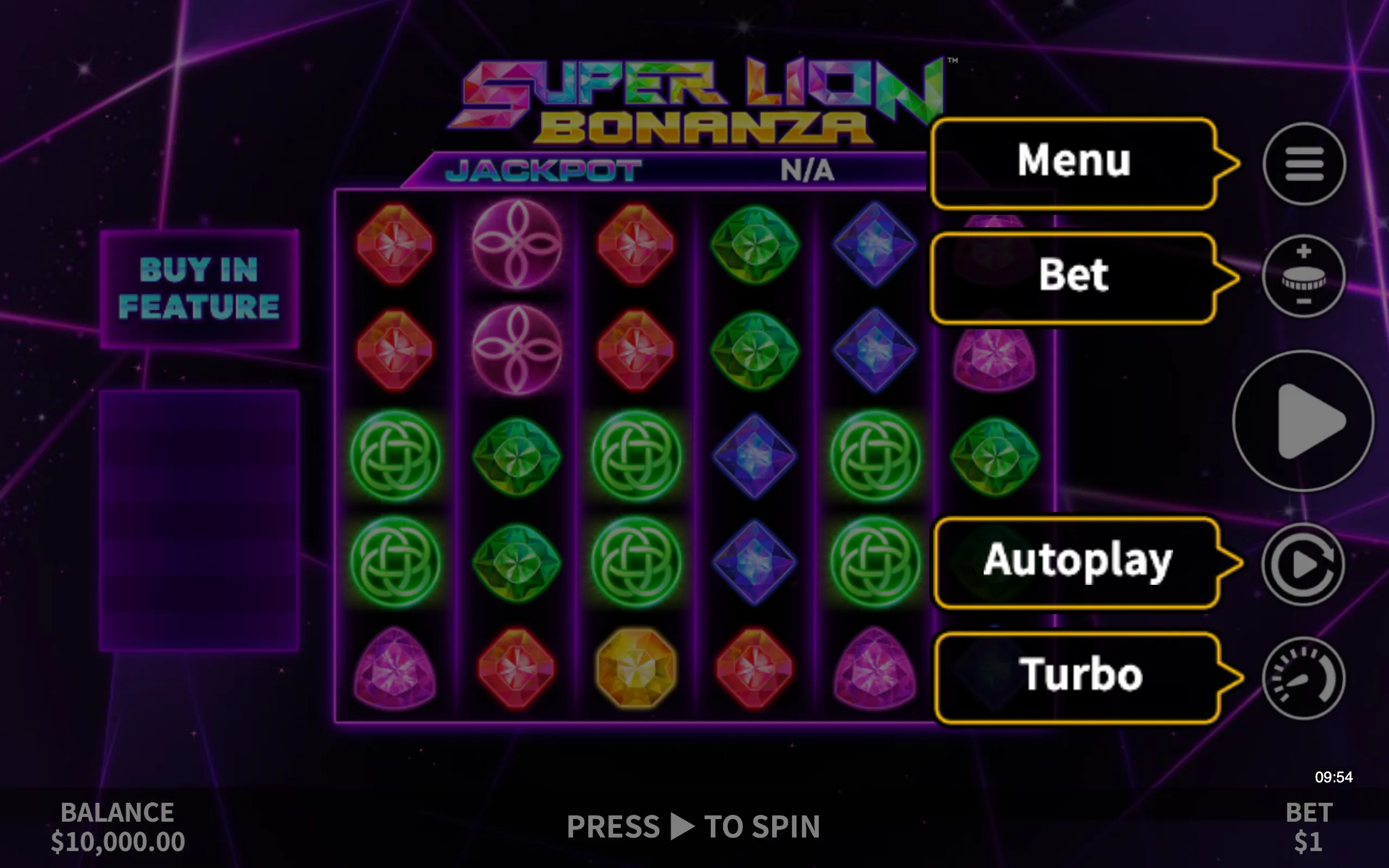 Super Lion Bonanza symbol payouts on the game board
