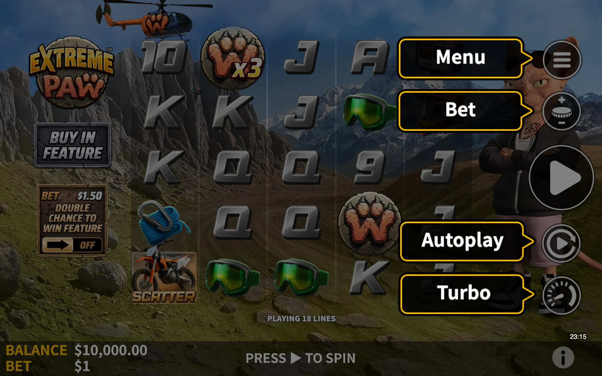 Extreme Paw symbol payouts on the game board