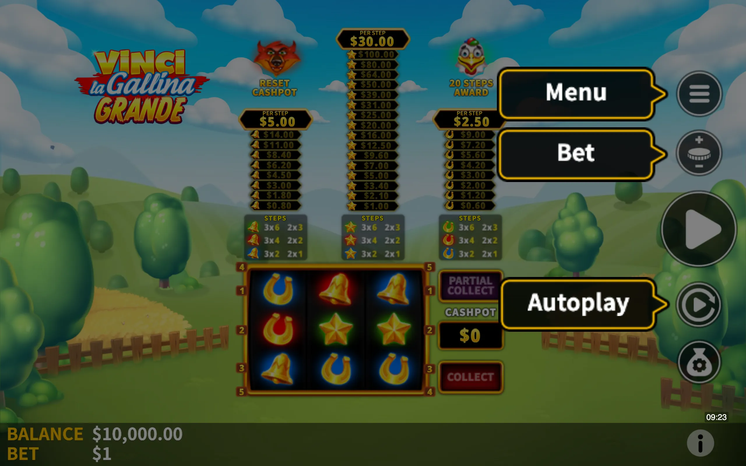 Vinci la Gallina Grande symbol payouts on the game board