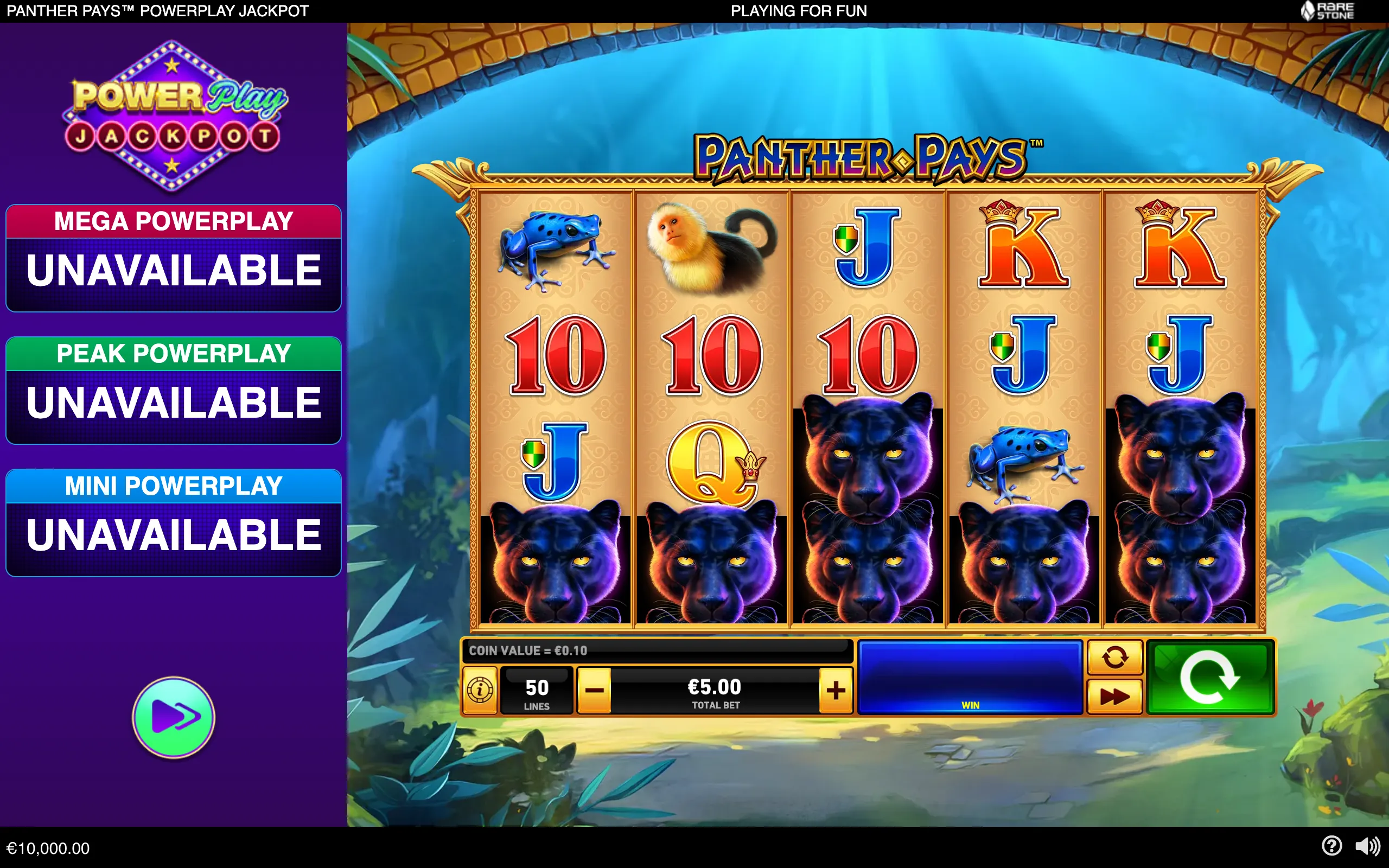 Panther Pays PowerPlay Jackpot slot board