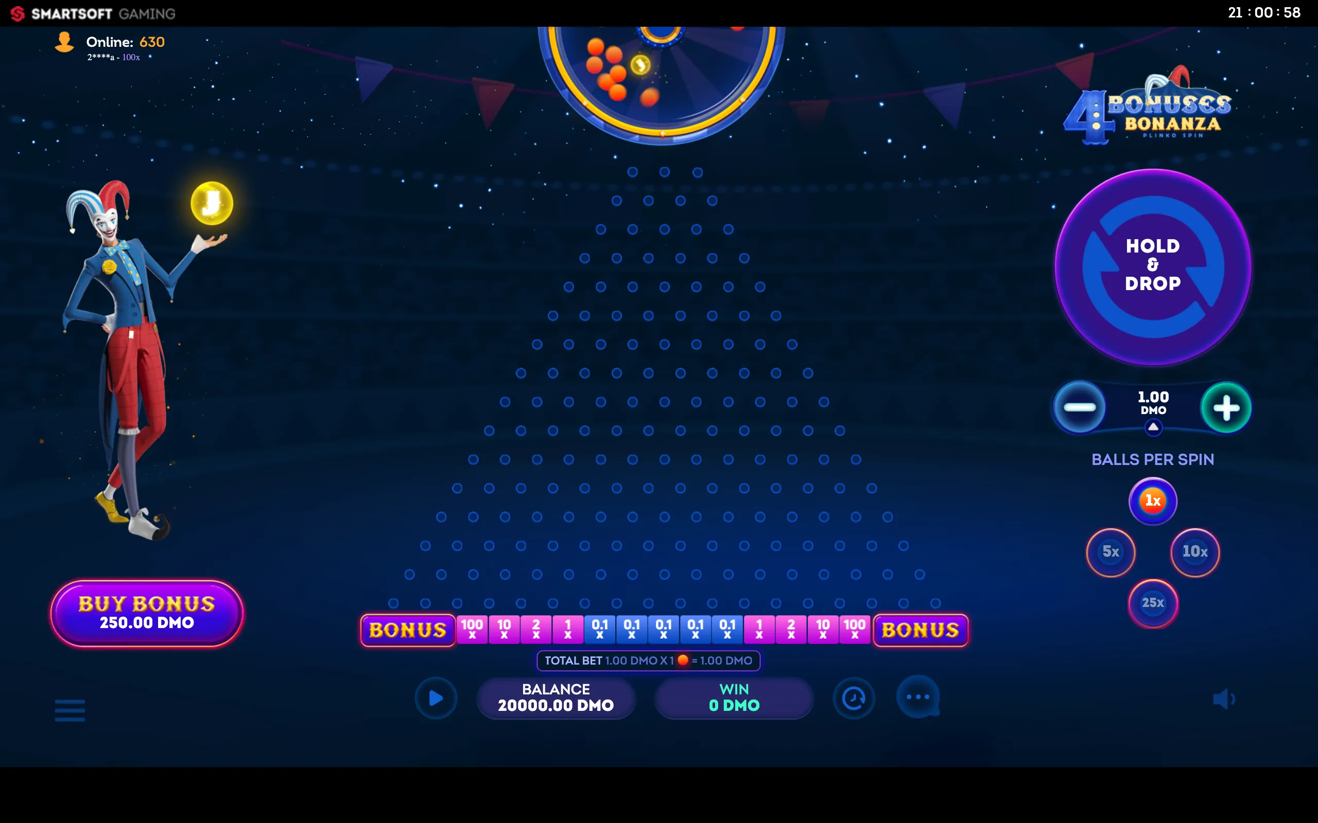4 Bonuses Bonanza - Plinko Spin plinko game board