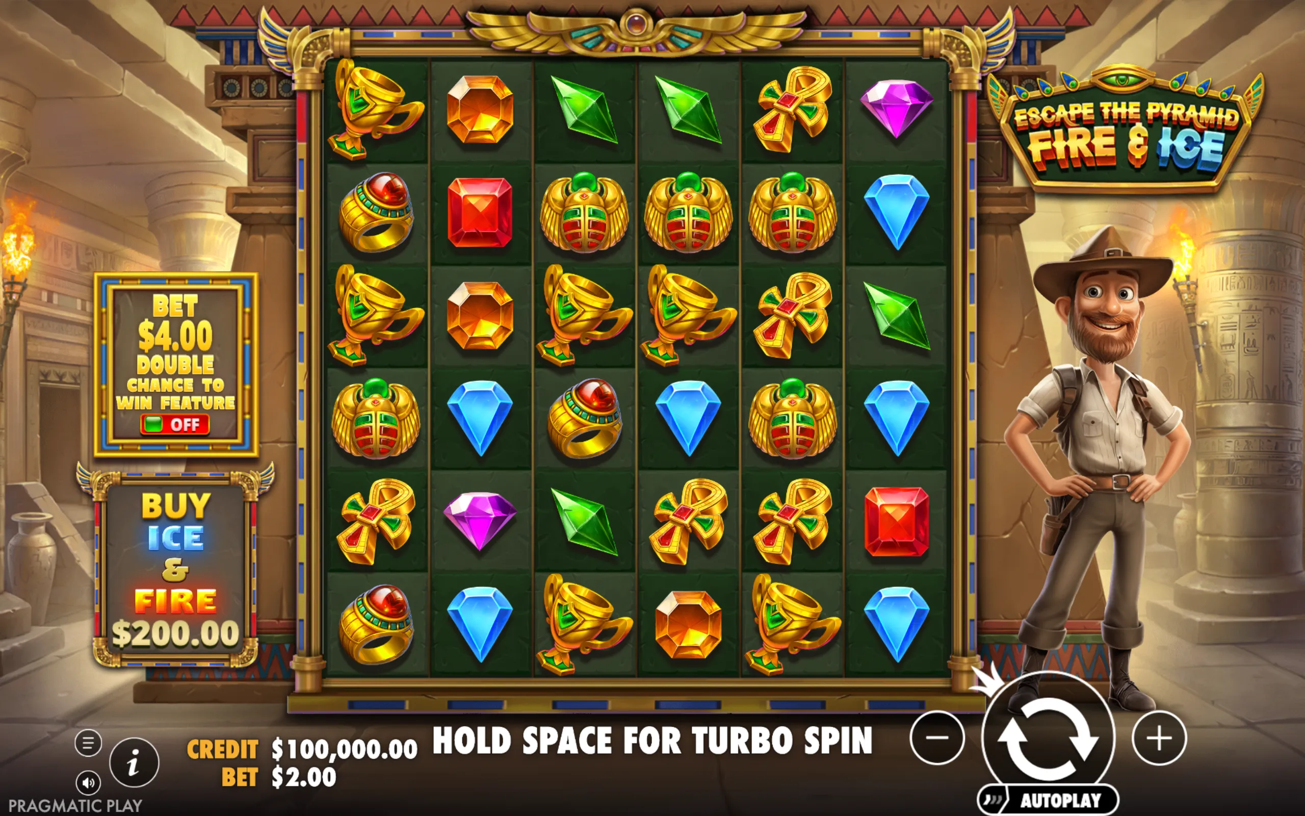 Escape the Pyramid - Fire & Ice slot gameplay screenshot 1