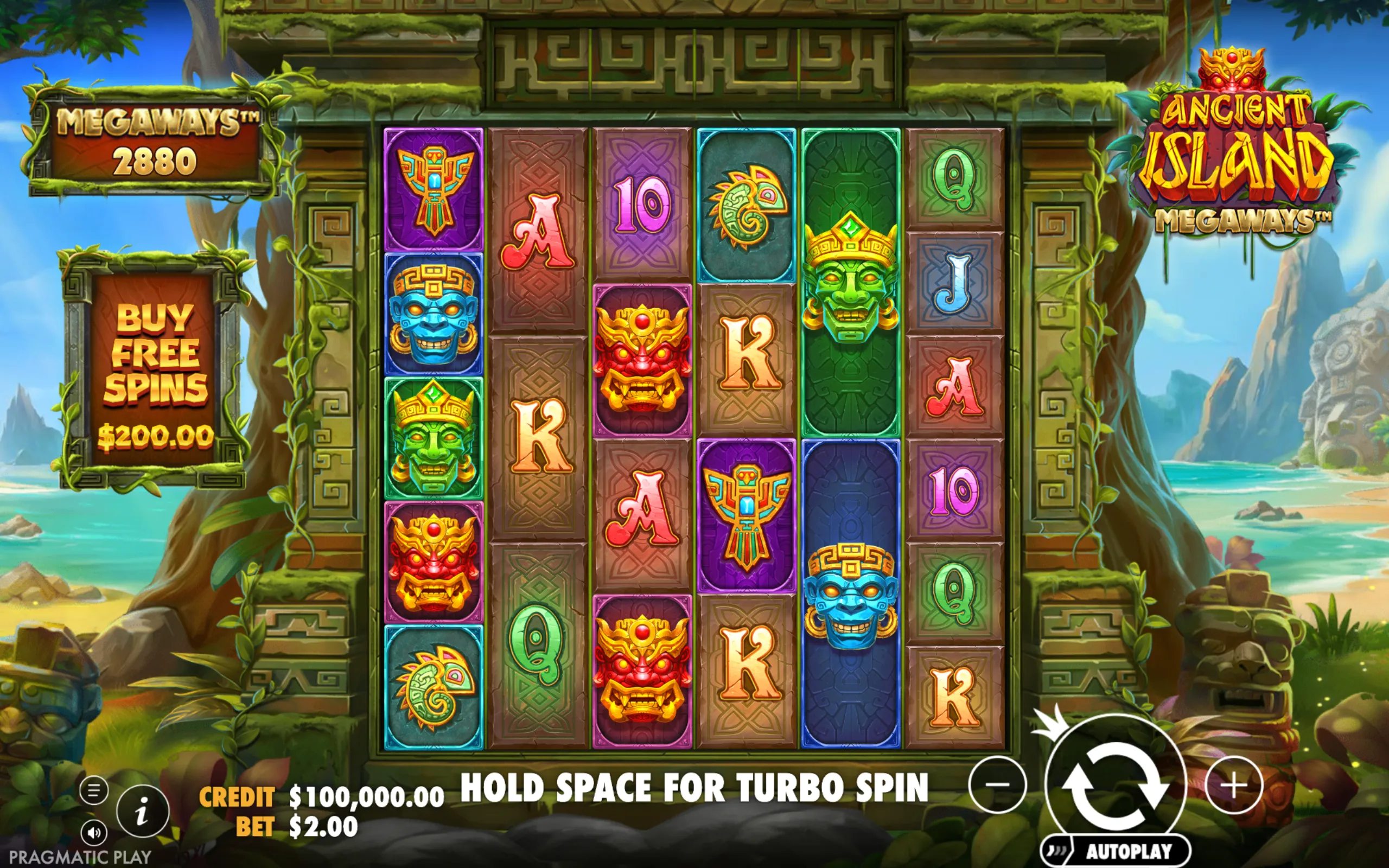 Ancient Island Megaways slot gameplay screenshot 1
