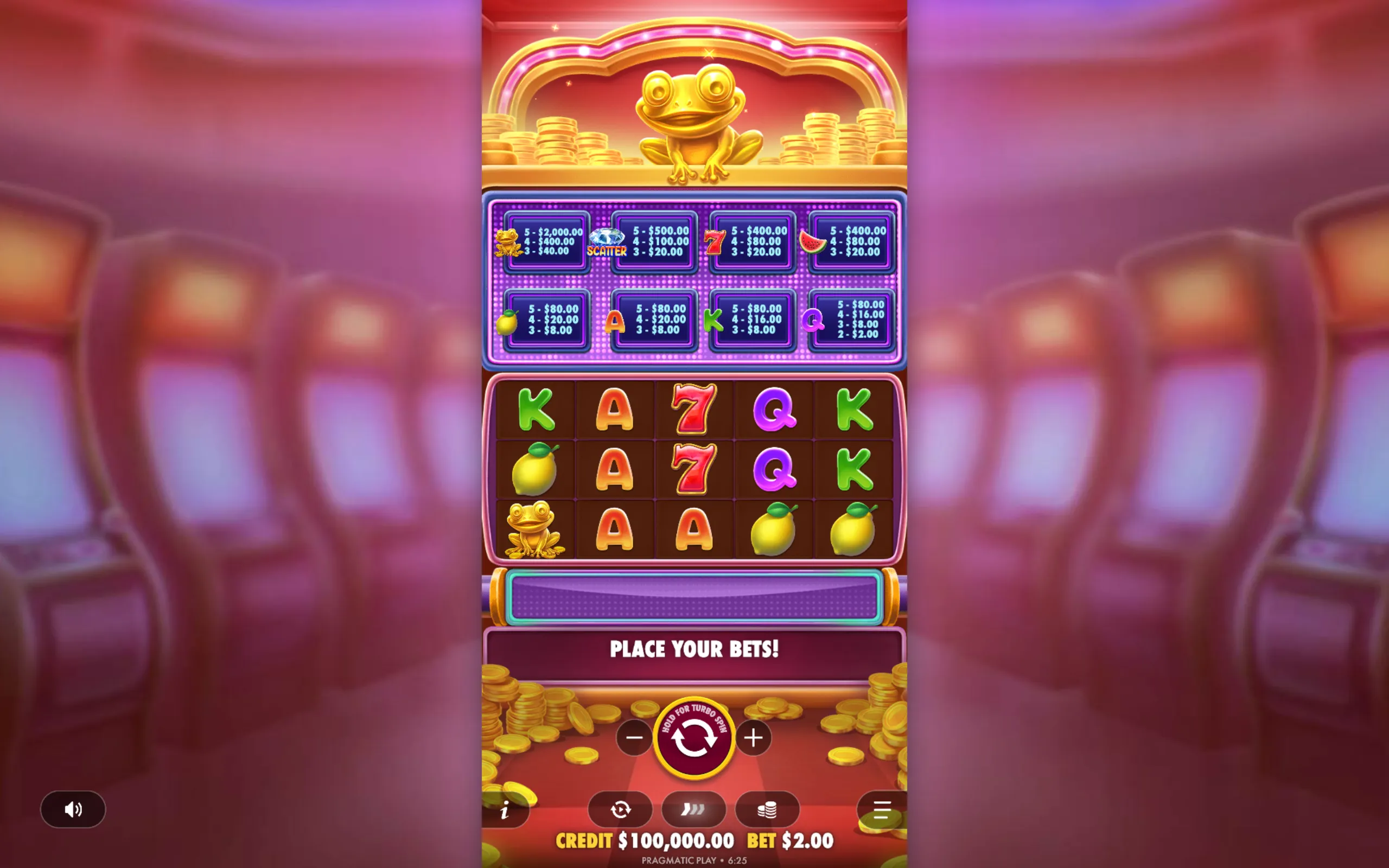 Wealthy Frog slot gameplay screenshot 1