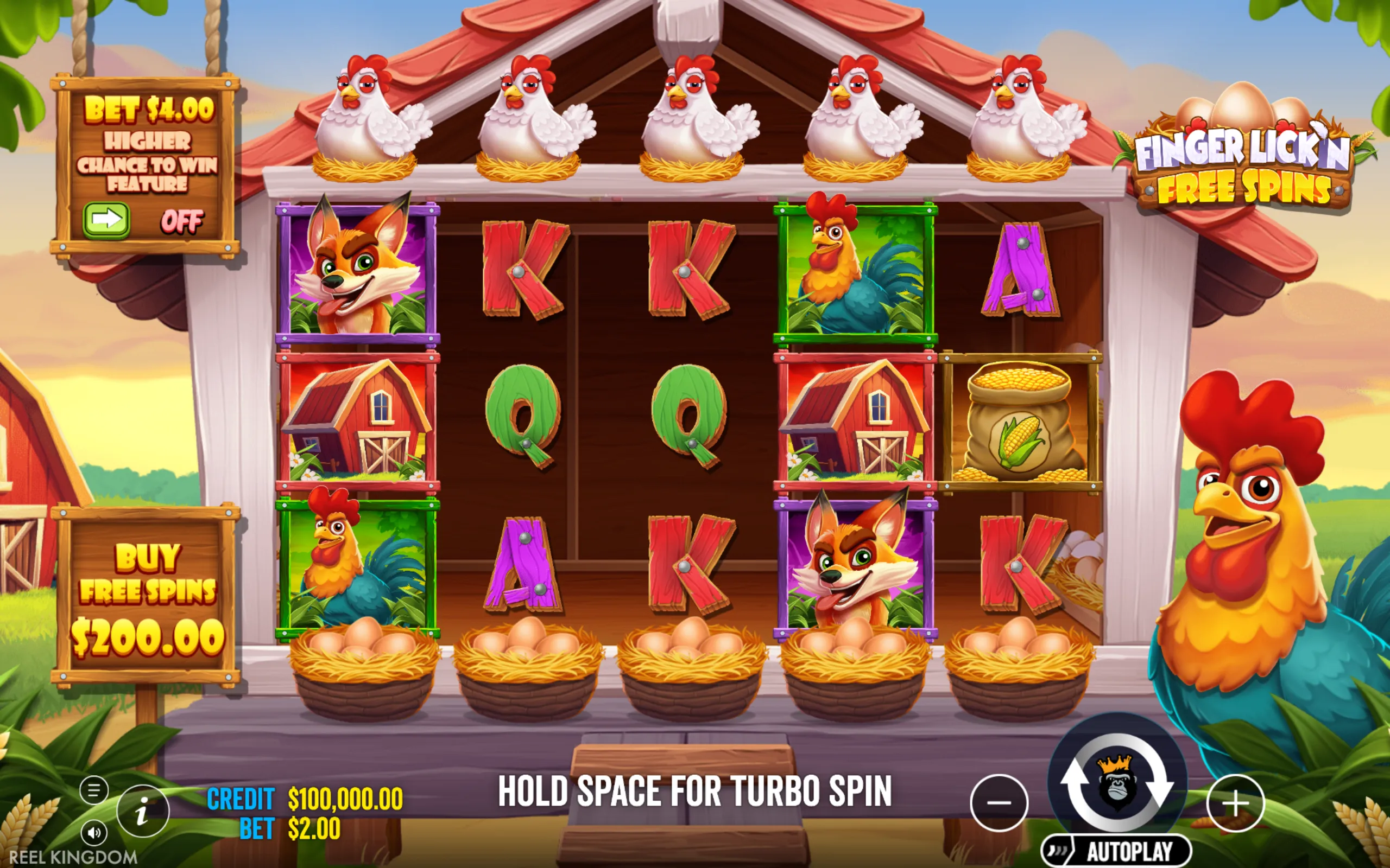 Finger Lick'n Free Spins slot game board