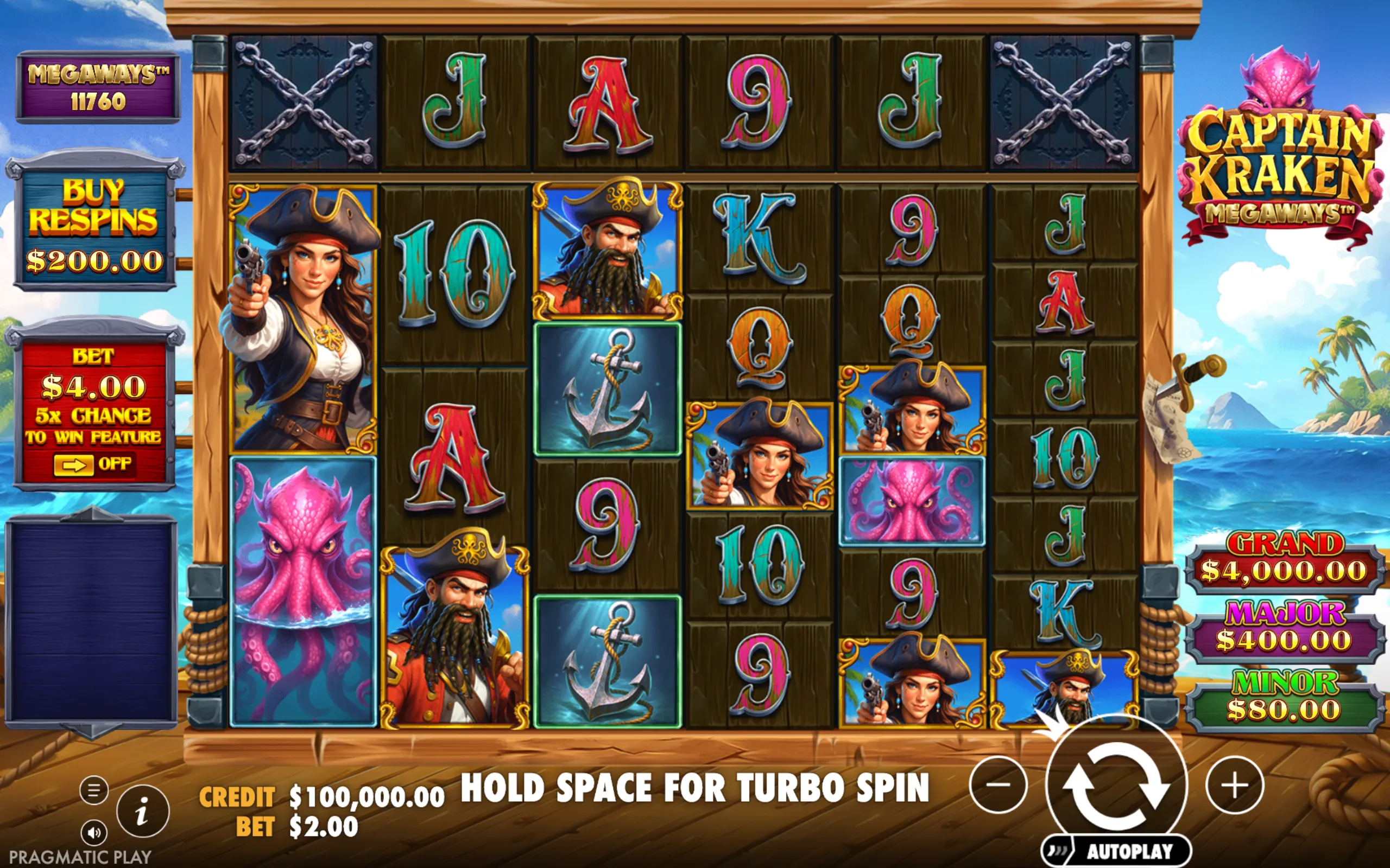 Captain Kraken Megaways slot gameplay screenshot 1