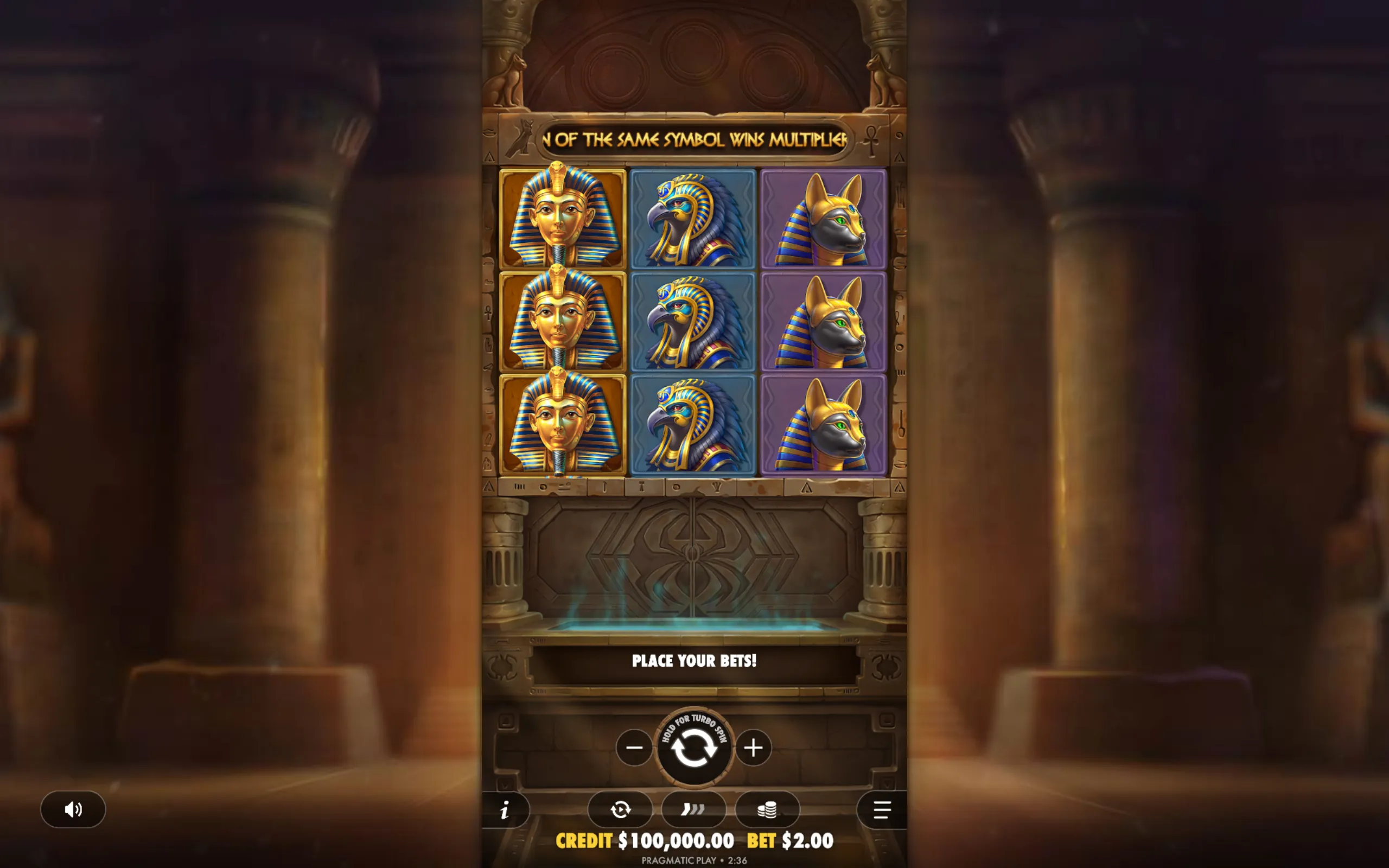Code of Cairo slot gameplay screenshot 1