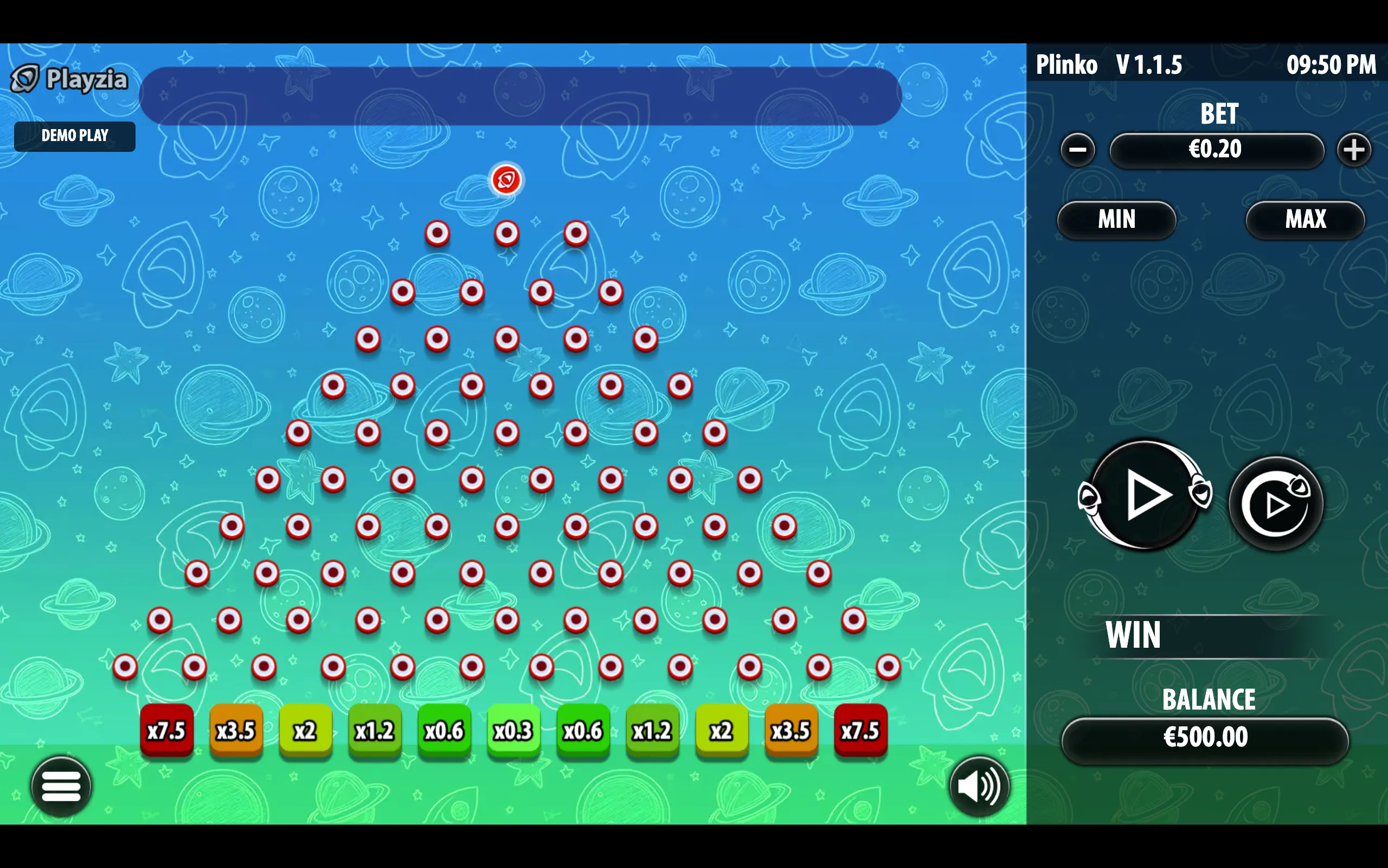 Playzia Plinko plinko game board