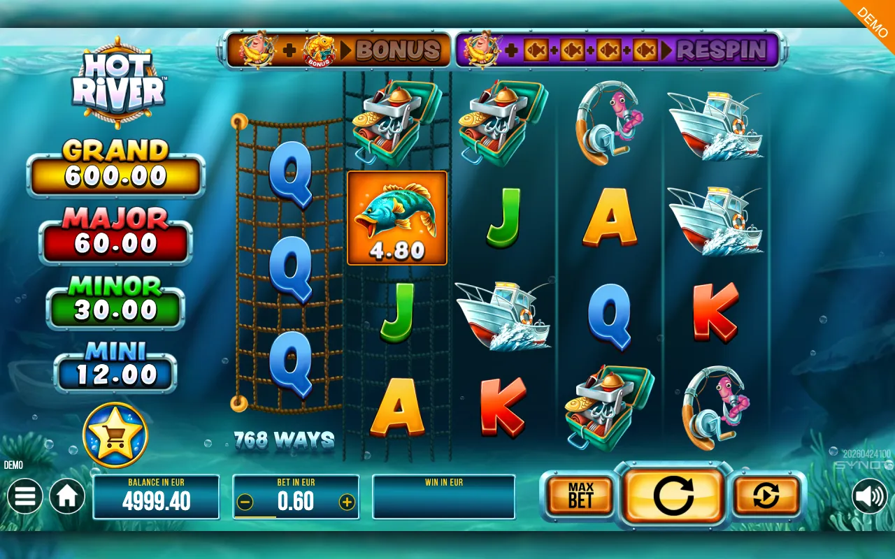 Hot River slot gameplay screenshot 1