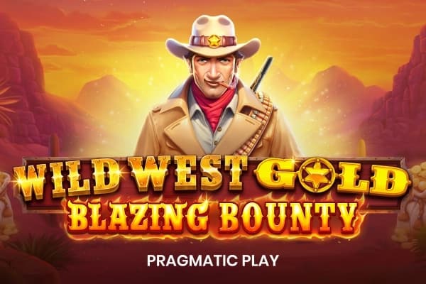 A stern-faced cowboy in a tan hat and coat stands against a glowing sunset backdrop of red rock canyons and desert mesas.
