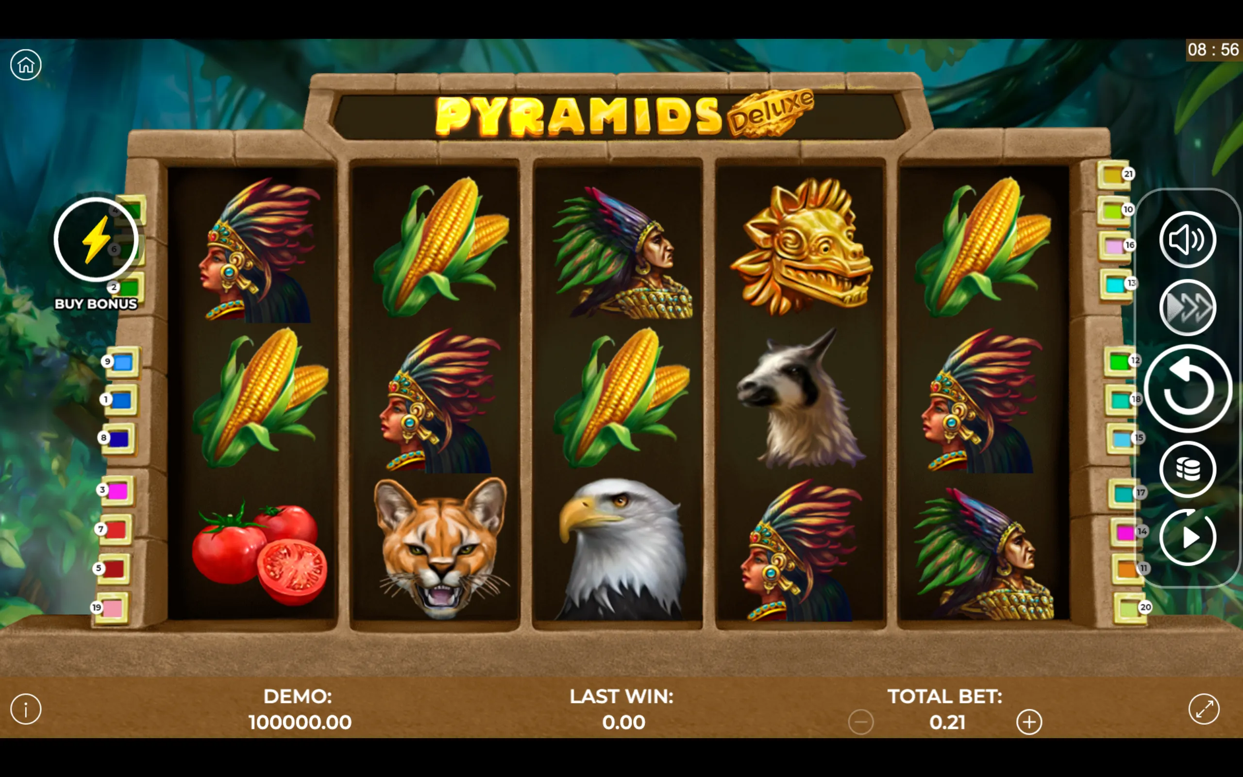 Pyramids Deluxe slot game board
