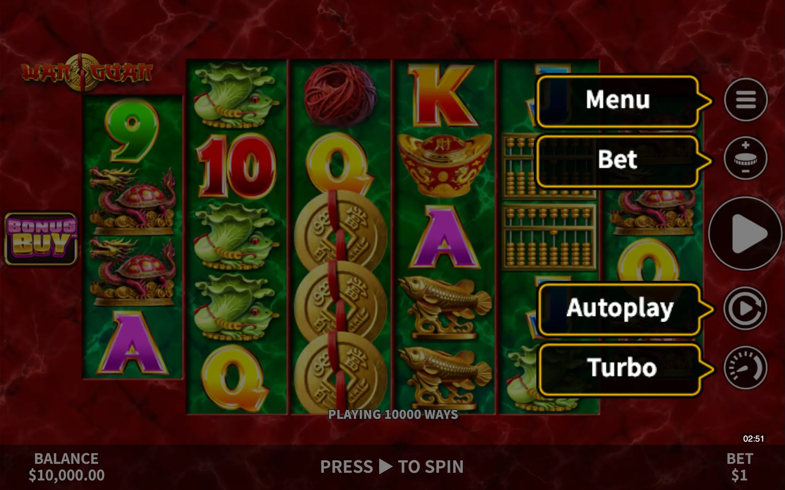 Wan Guan slot game board