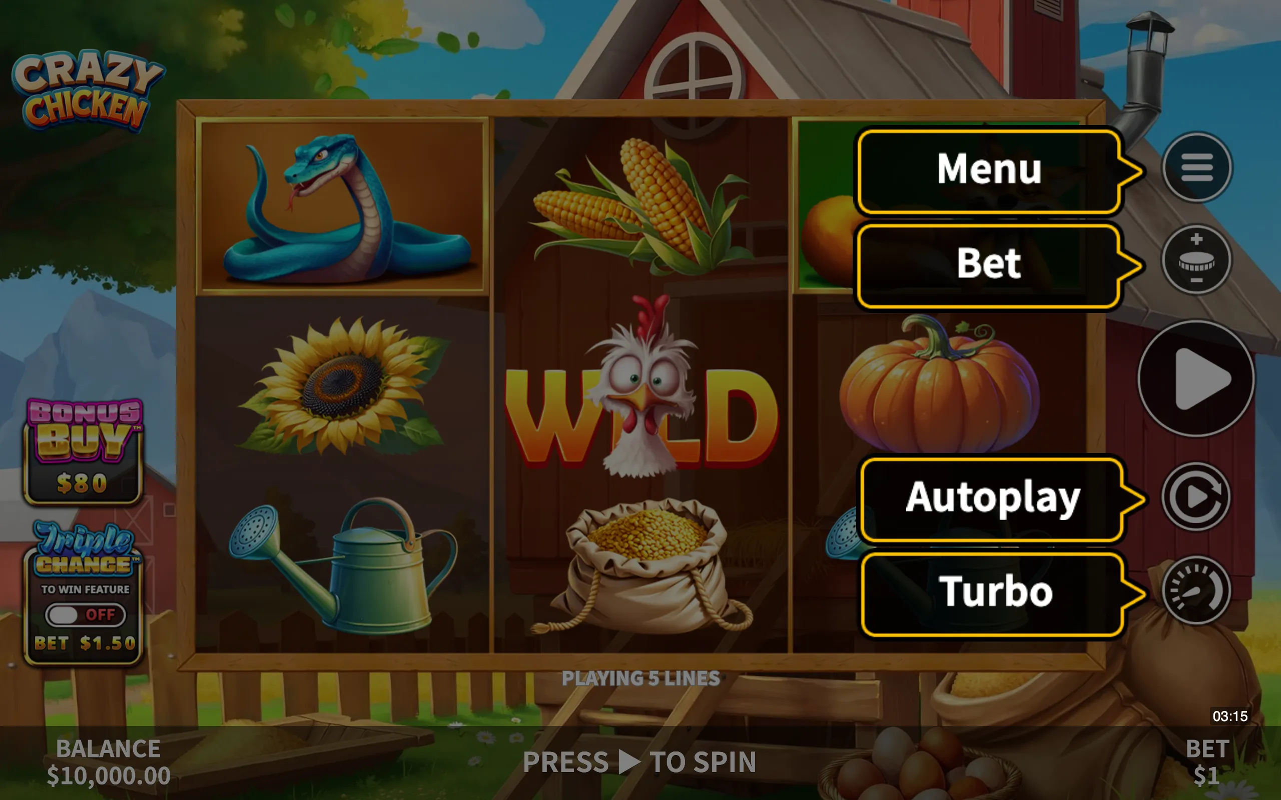Crazy Chicken symbol payouts on the game board