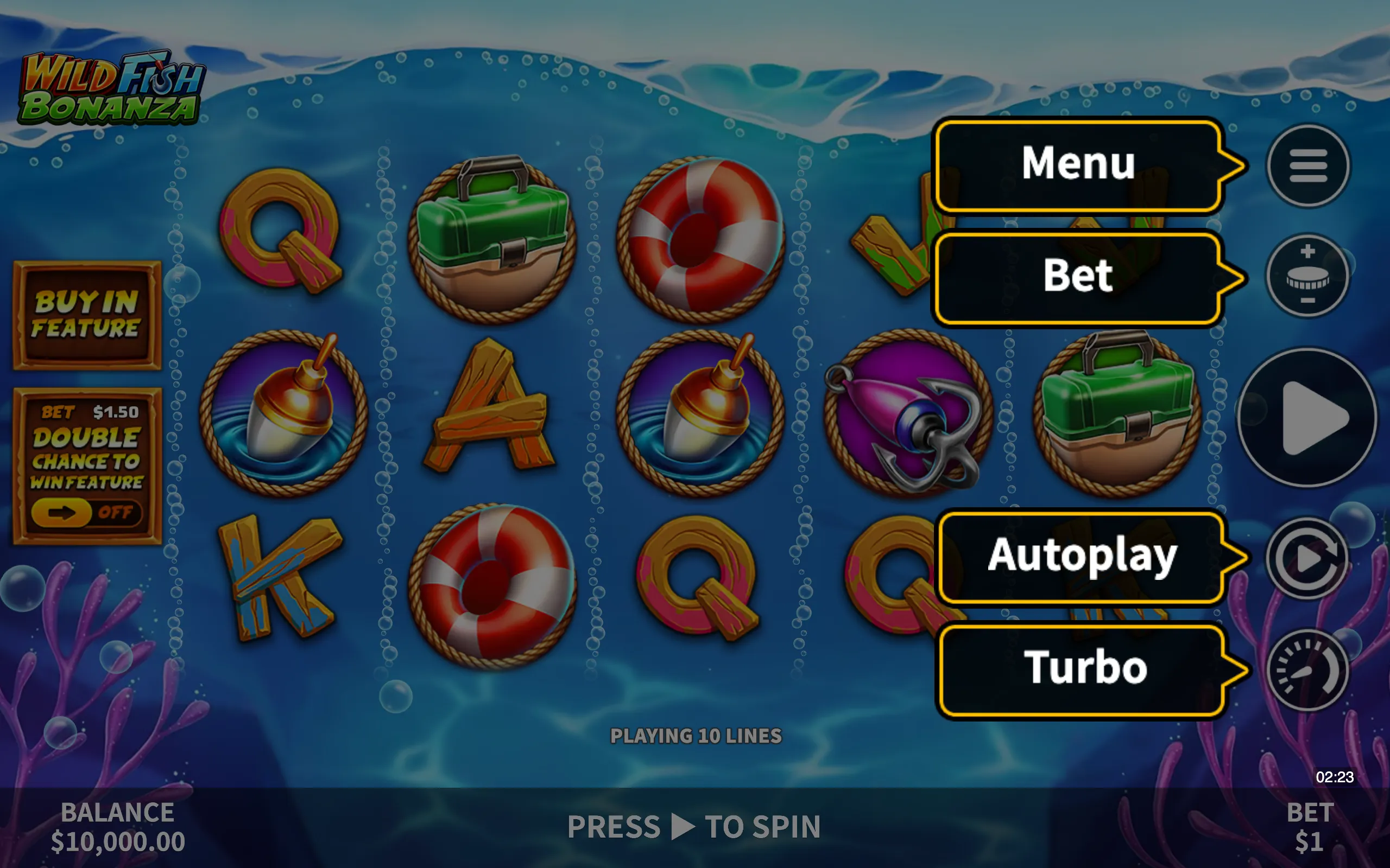 Wild Fish Bonanza symbol payouts on the game board