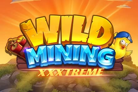 Cartoon-style Wild Mining XXXtreme logo with a mining chick and sunrise backdrop.