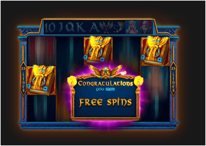 Slot reels showing three or more golden book symbols with a glowing "Congratulations – You Won Free Spins" message, signaling the activation of the bonus feature.