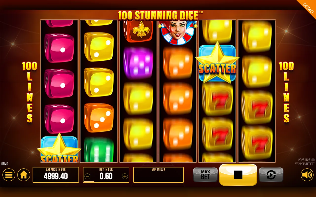 100 Stunning Dice slot gameplay screenshot 1