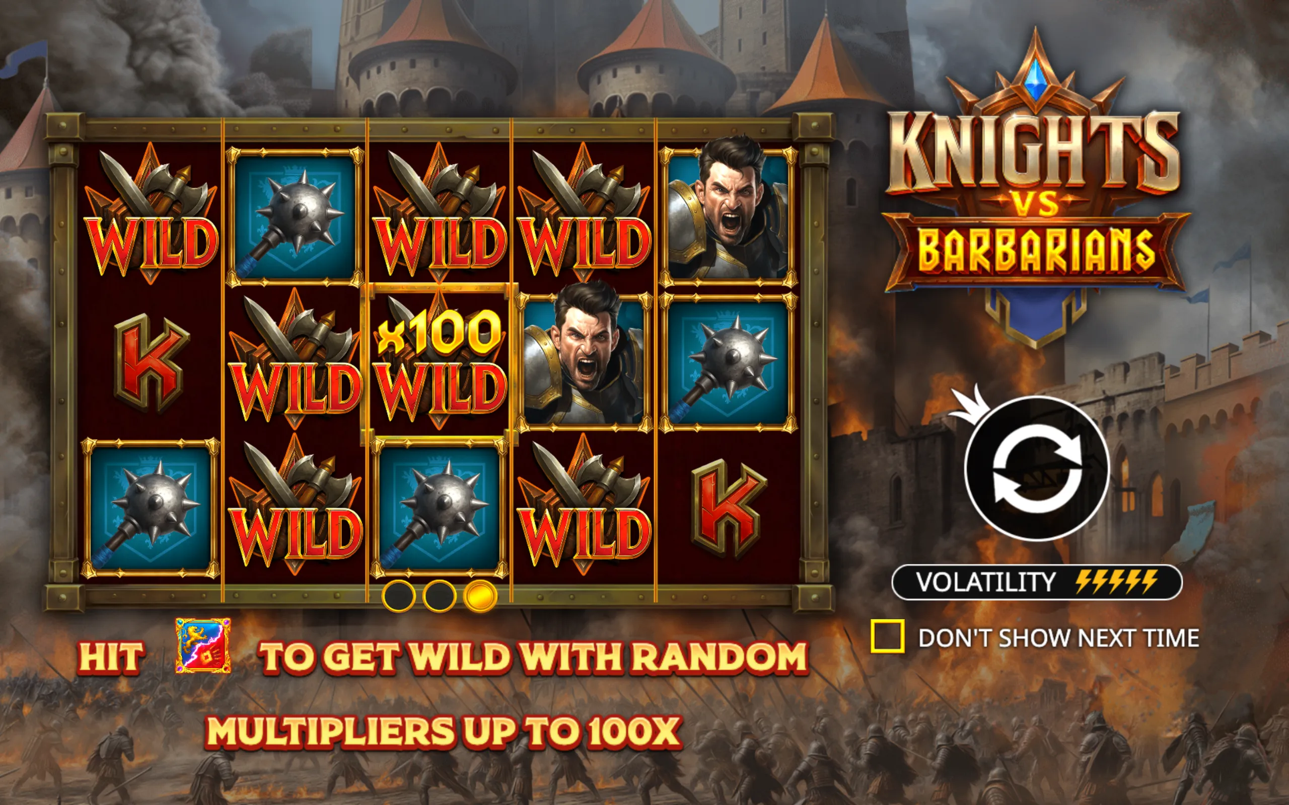 Knights vs Barbarians slot game board