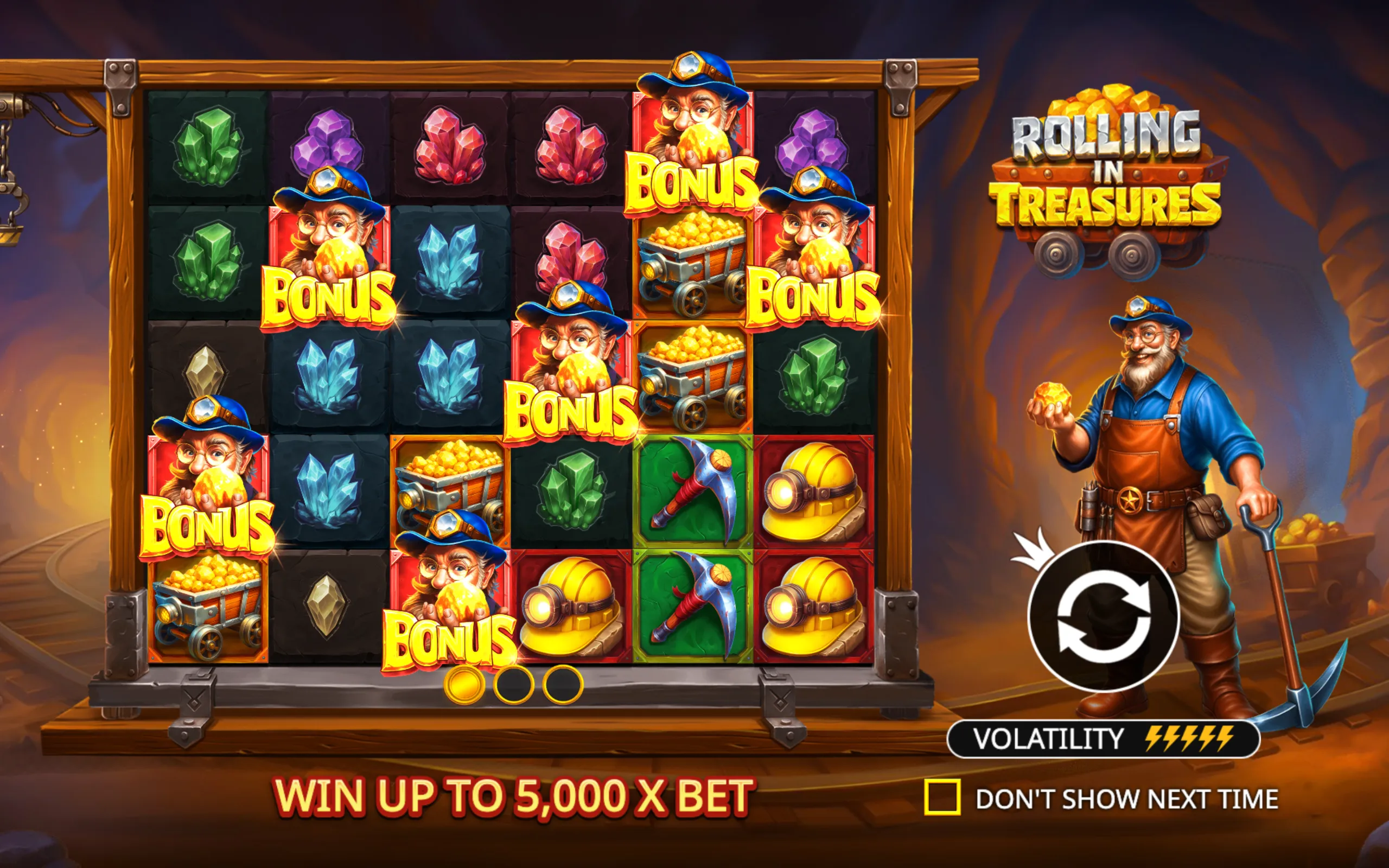 Rolling in Treasures slot game board