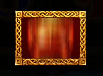 A glowing golden Celtic knot frame with a blurred warm orange and red background, suggesting ancient Irish themes.