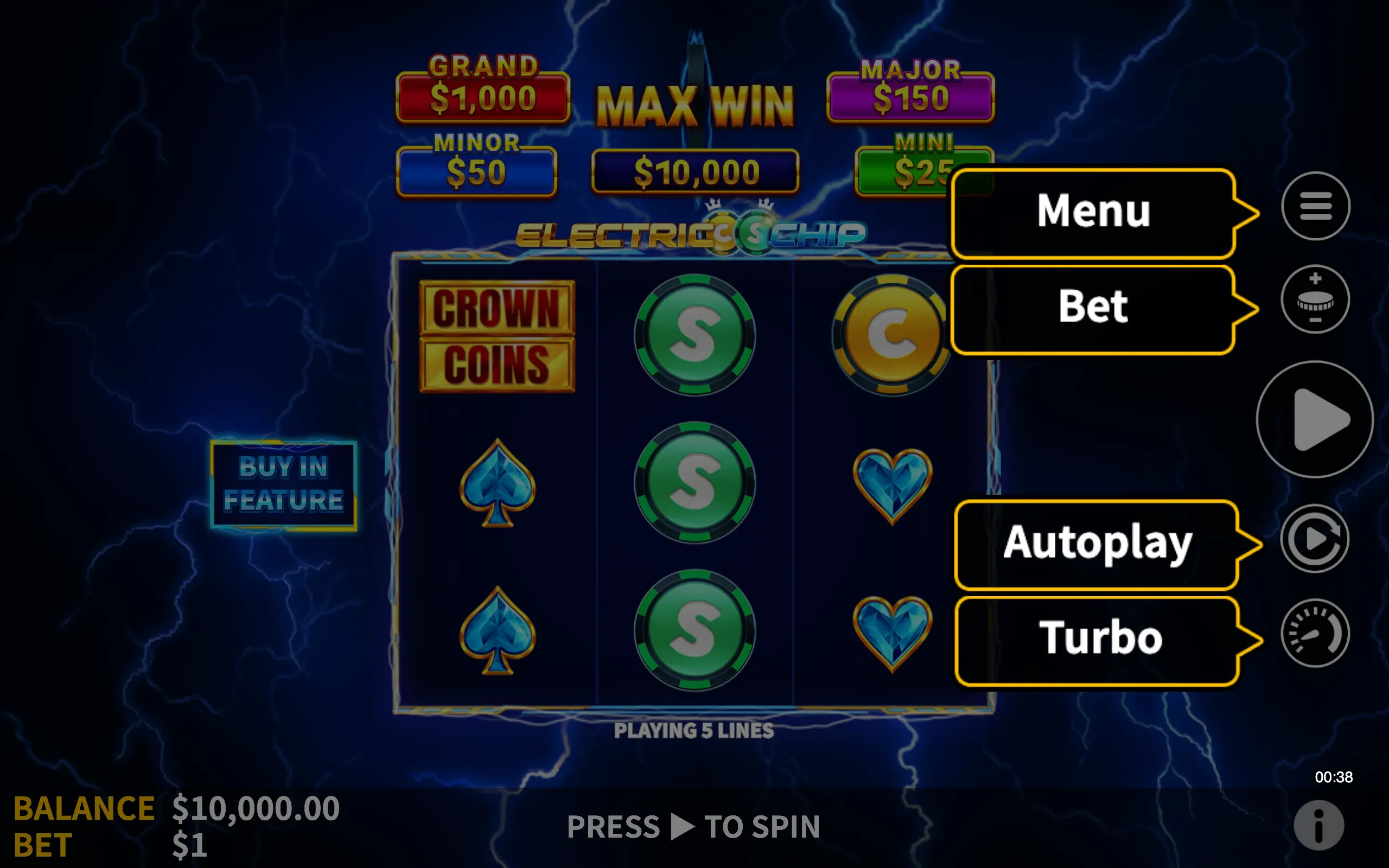 Electric Chip symbol payouts on the game board