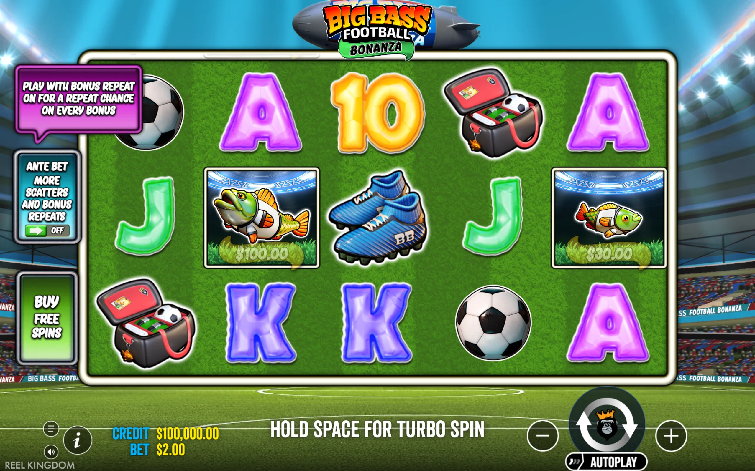 Big Bass Football Bonanza slot game board