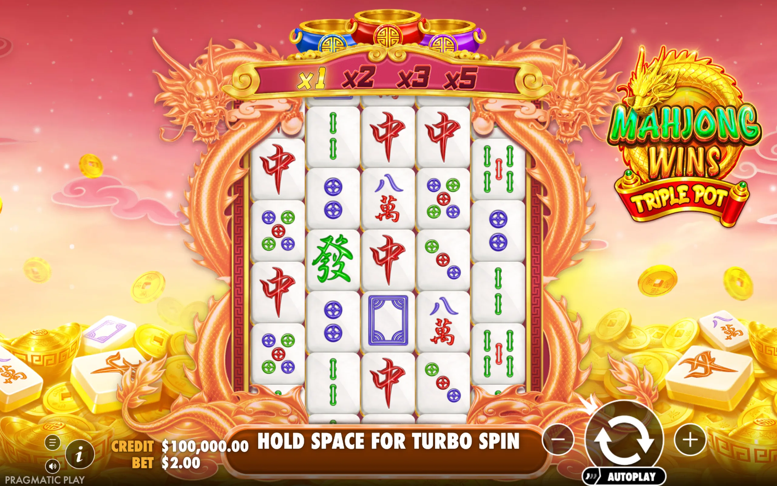 Mahjong Wins Triple Pot slot game board