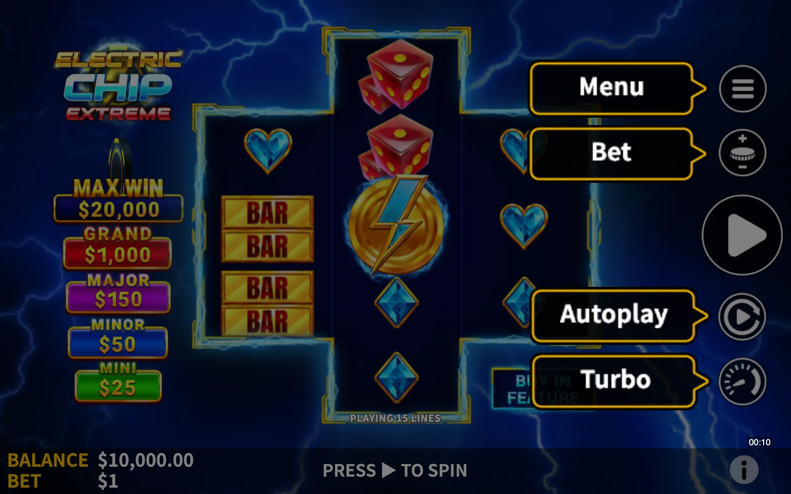 Electric Chip Extreme symbol payouts on the game board