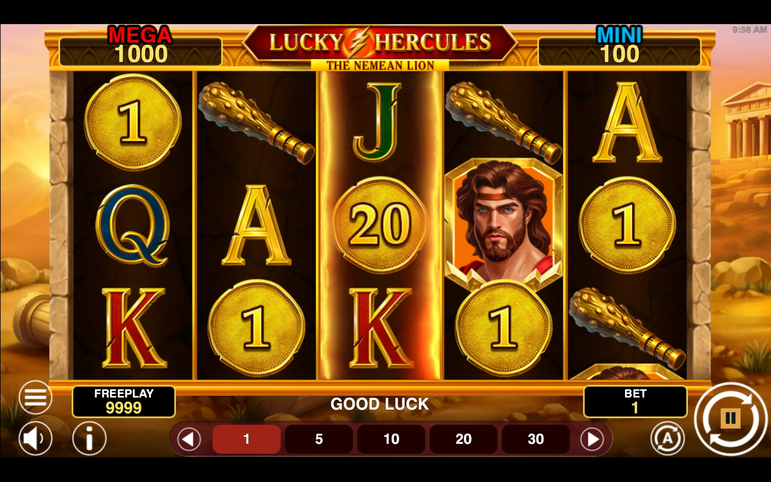 Lucky Hercules slot gameplay screenshot 1