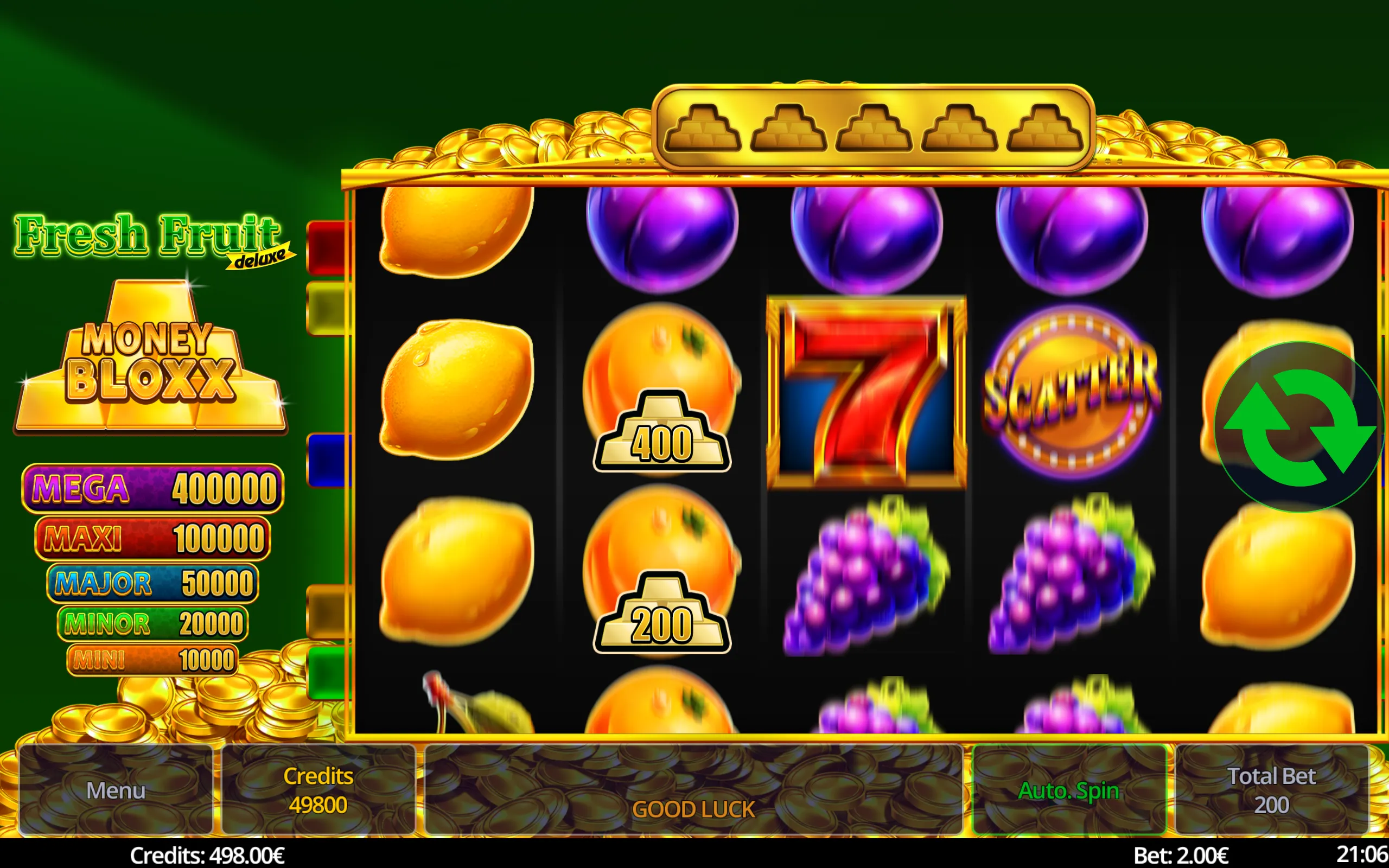 Fresh Fruit Deluxe Money Bloxx slot gameplay screenshot 1
