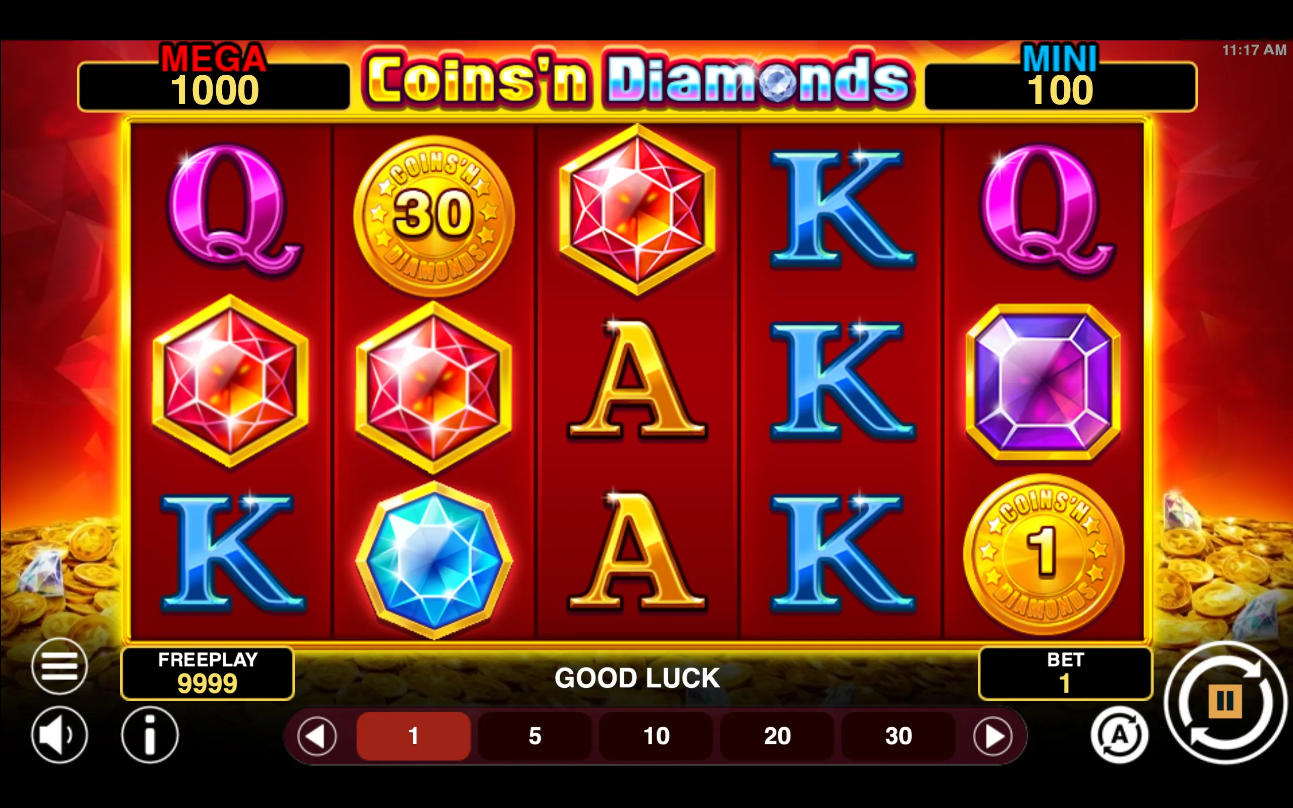 Coins'n Diamonds Fortune slot gameplay screenshot 1