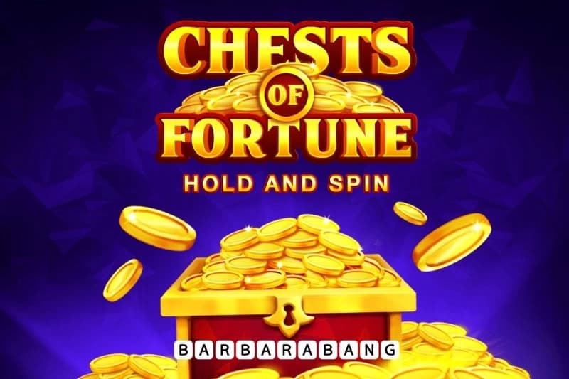 Chests of Fortune slot artwork showing an open treasure chest overflowing with gold coins against a dark purple background, with the game title displayed above