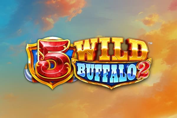 Logo featuring red numeral 5 with shield design followed by gold "WILD" text and blue "BUFFALO 2" text against orange and blue sunset sky backdrop.