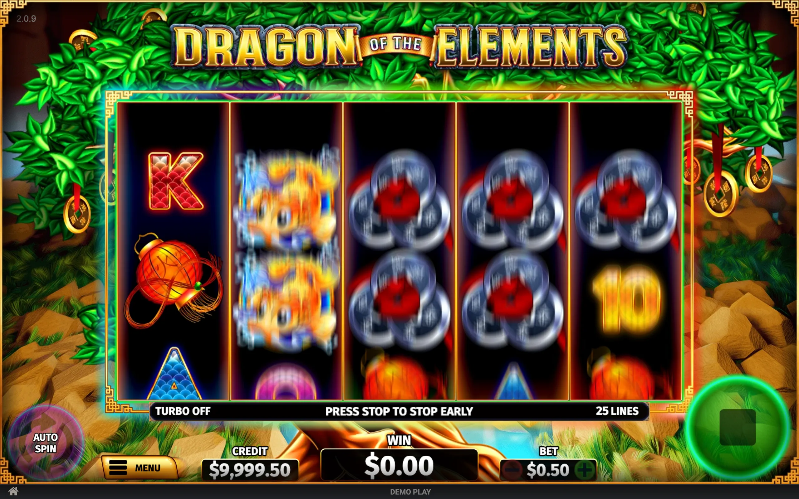 Dragon of the Elements slot gameplay screenshot 1