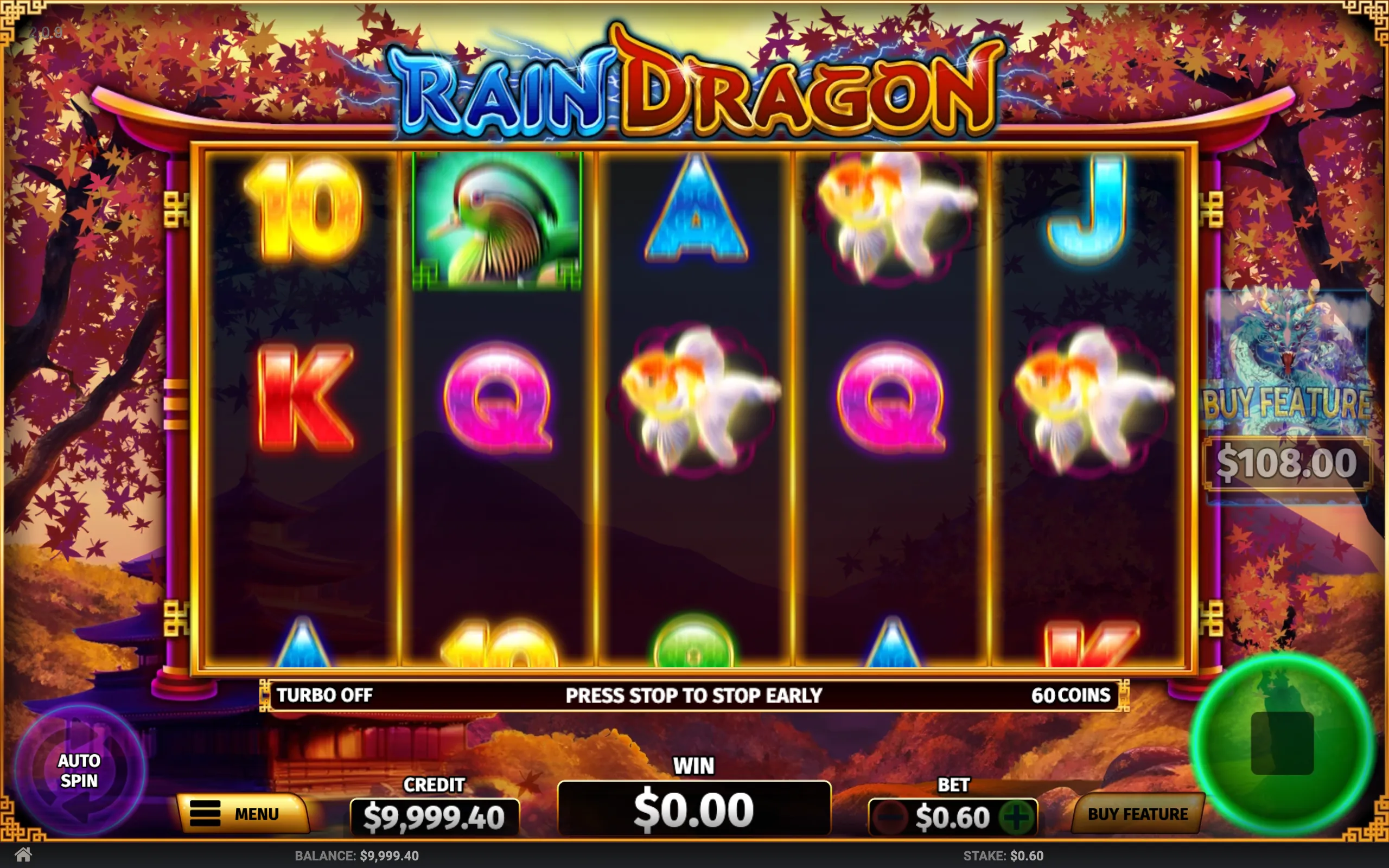 Rain Dragon slot gameplay screenshot 1