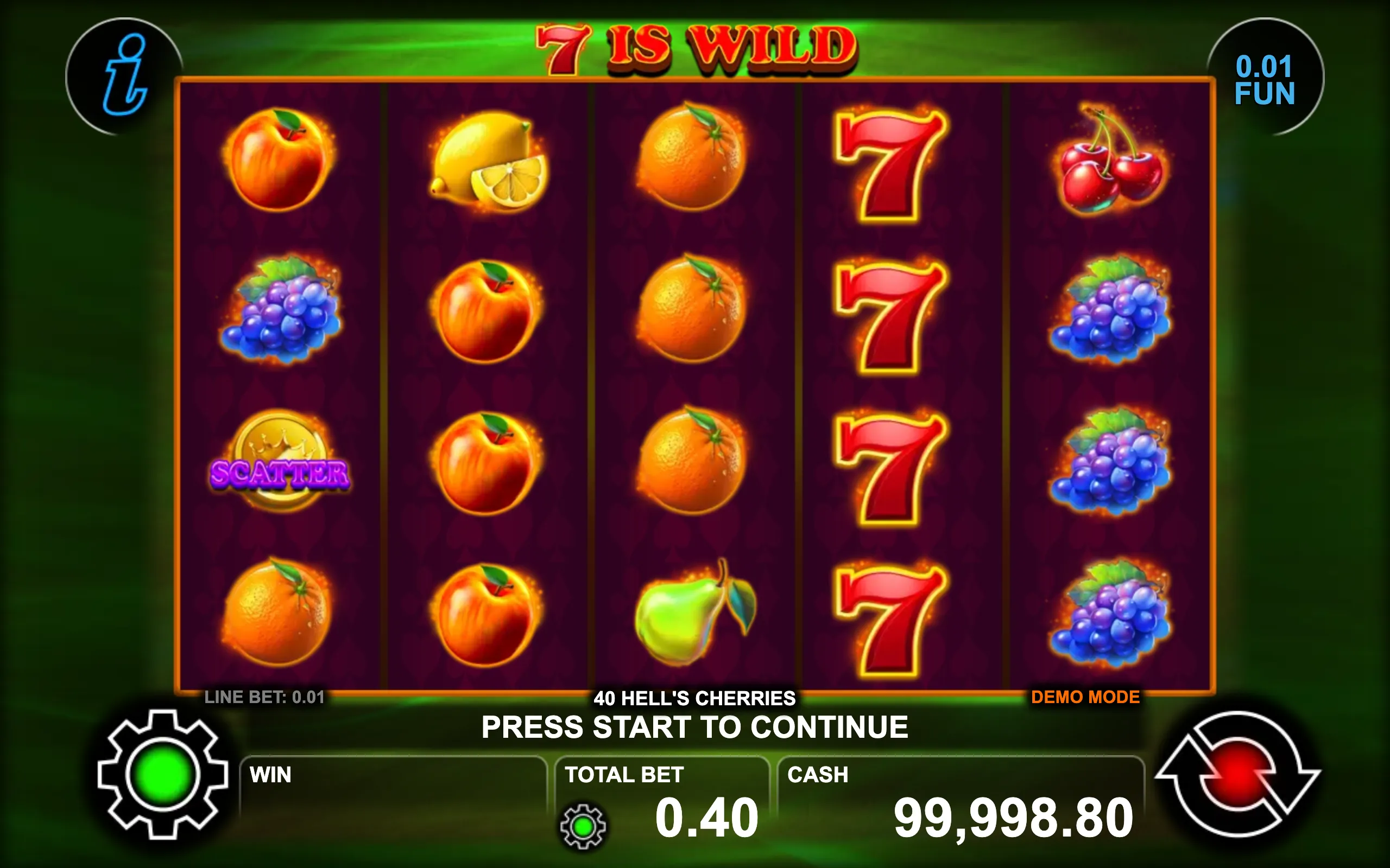 40 Hell's Cherries slot gameplay screenshot 1