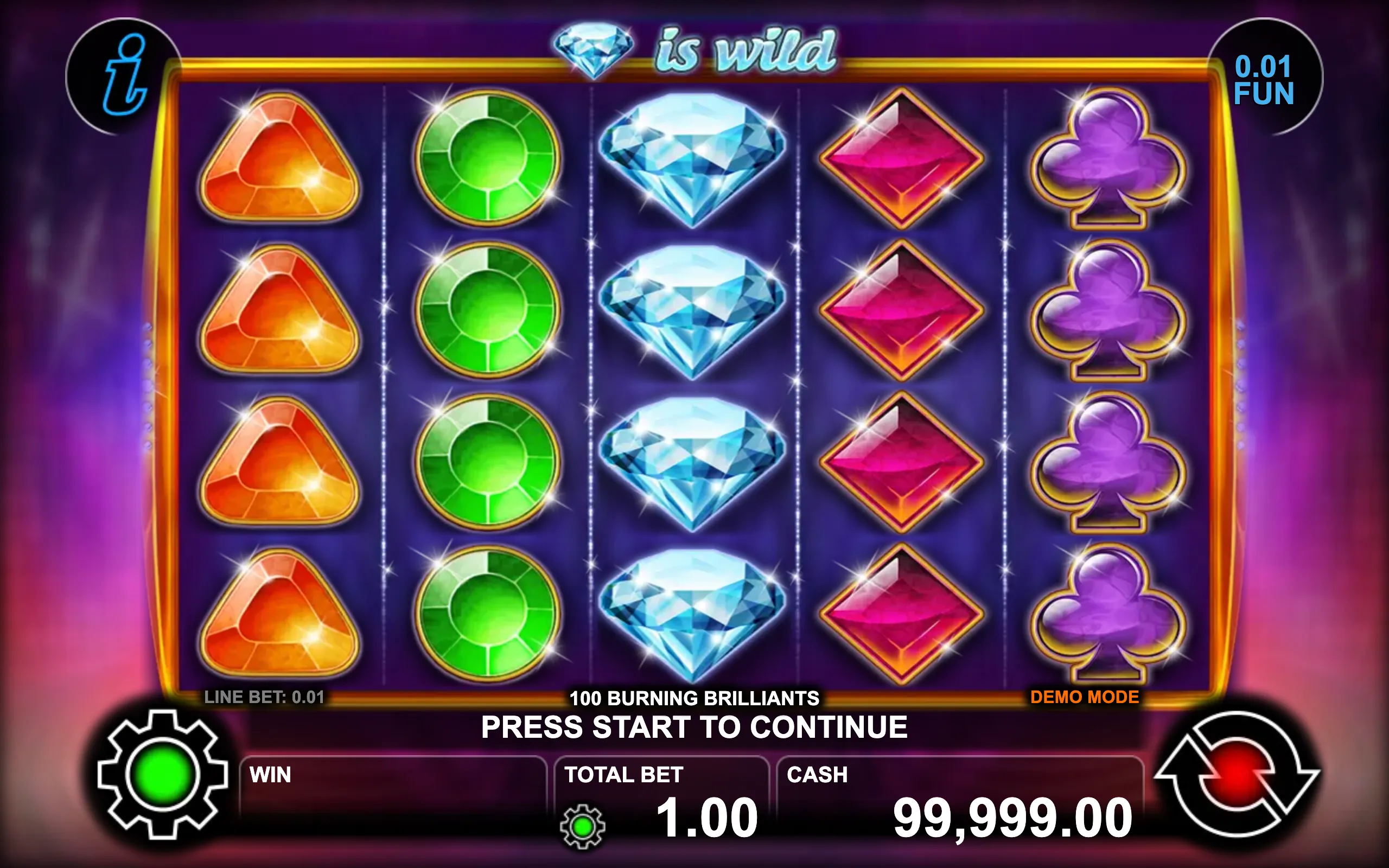 100 Burning Brilliants slot gameplay screenshot 1