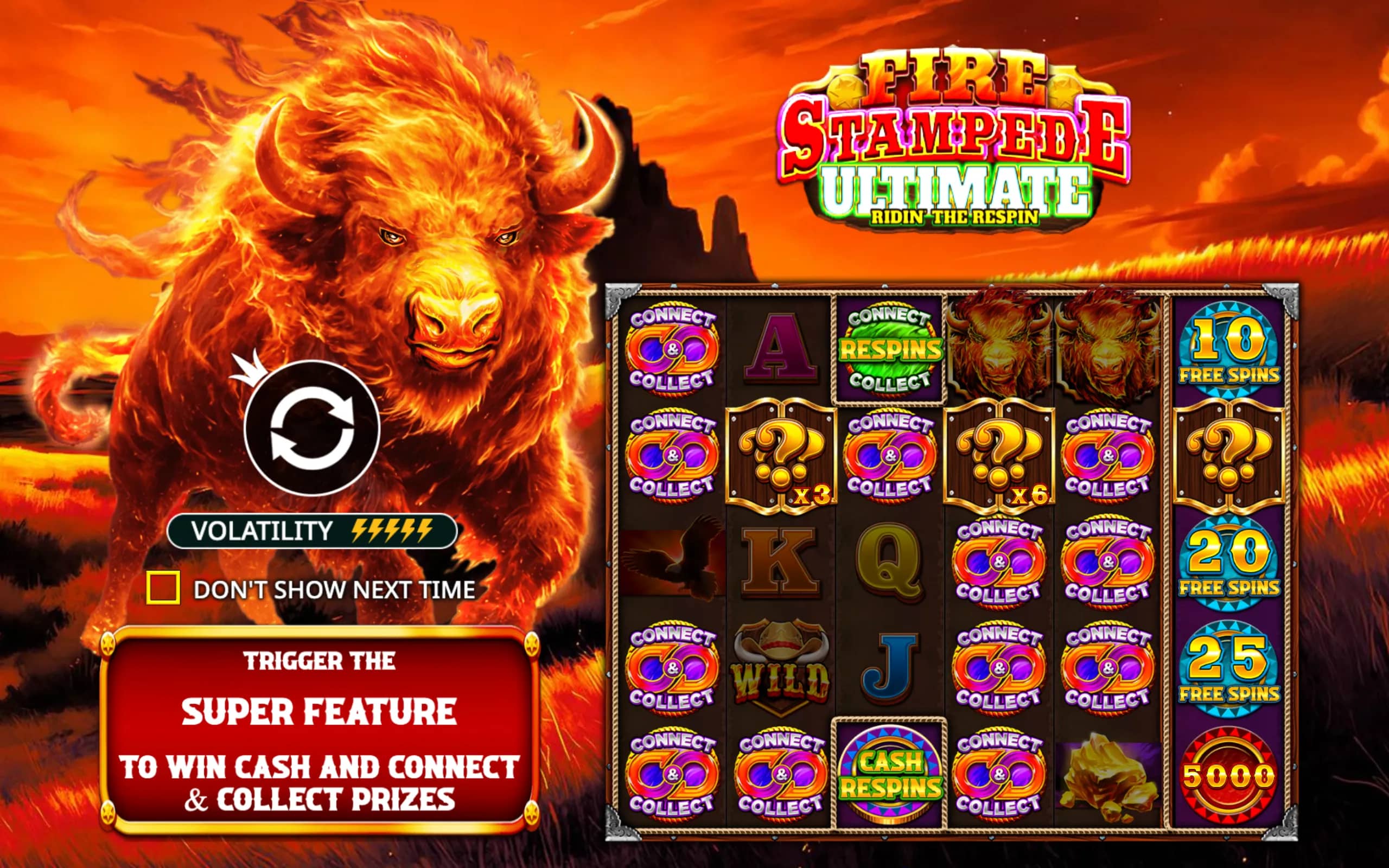 Fire Stampede Ultimate slot game board