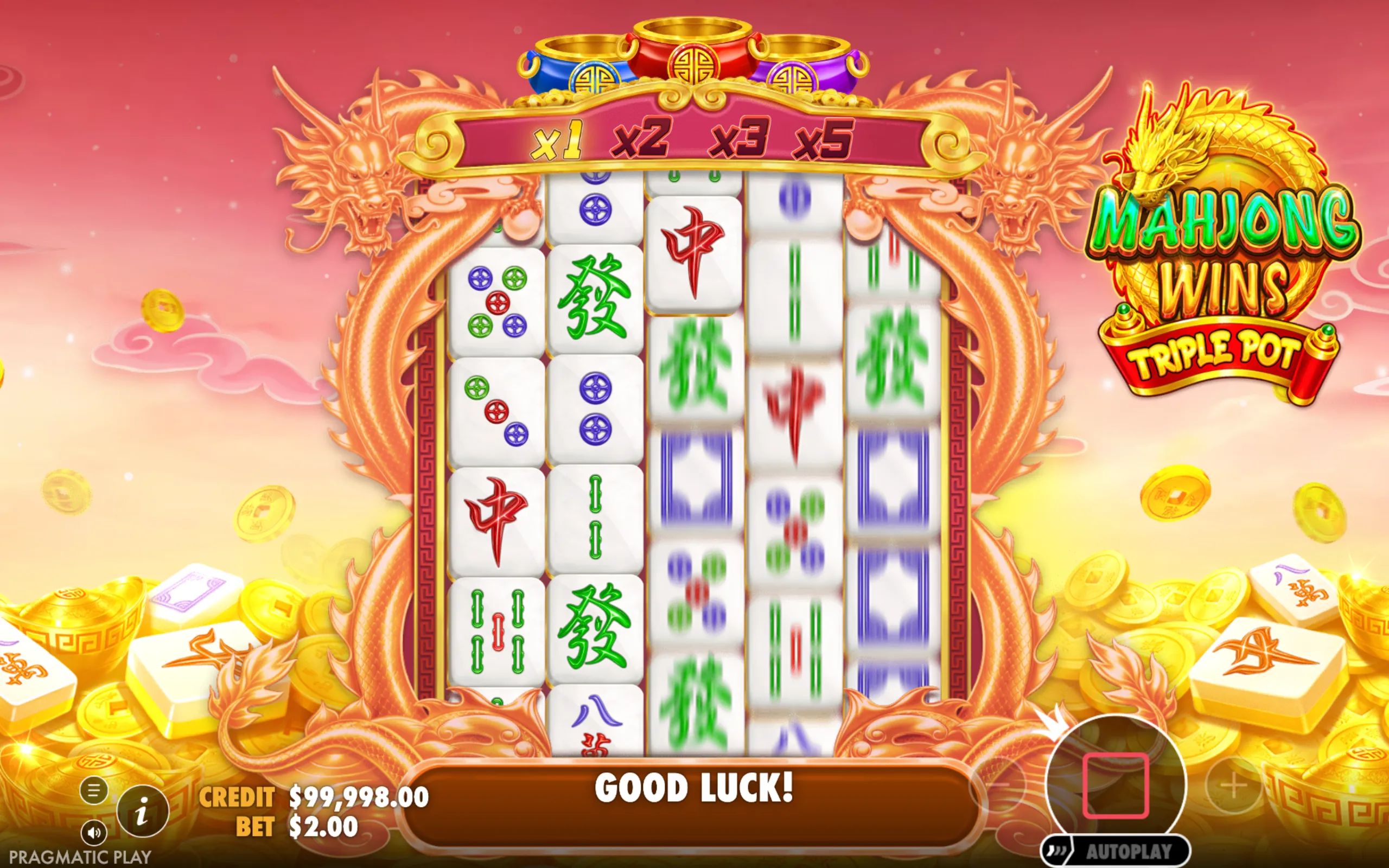 Mahjong Wins Triple Pot slot gameplay screenshot 1
