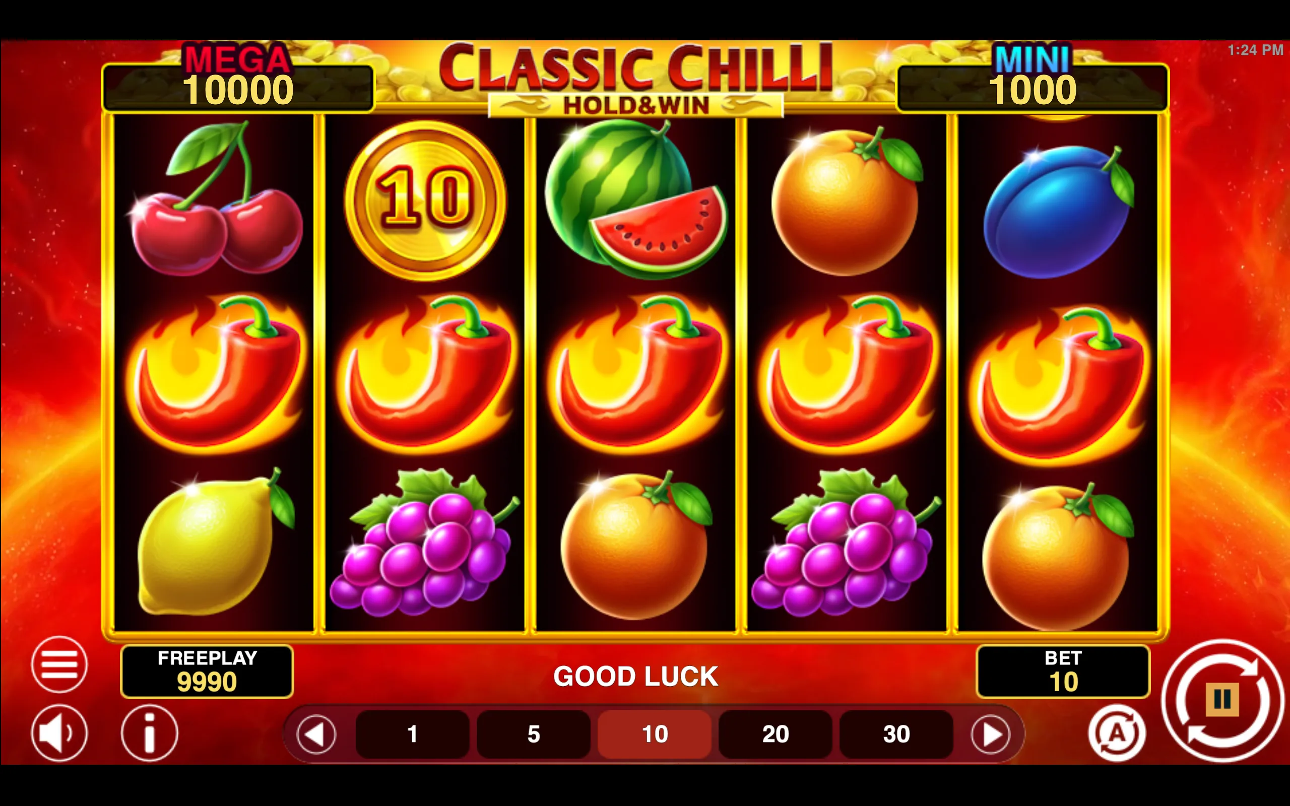 Classic Chilli Hold & Win slot gameplay screenshot 1
