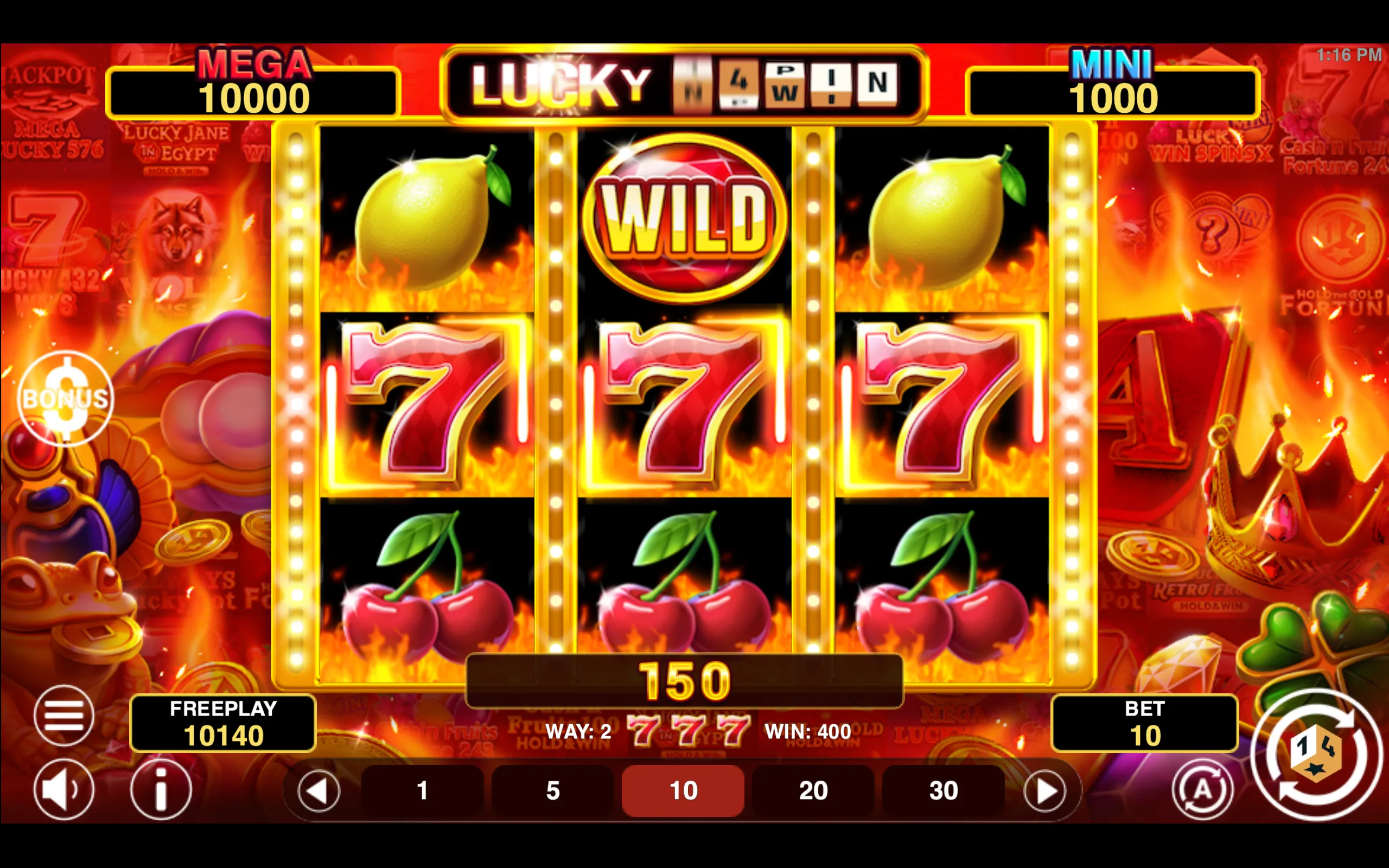 Lucky 1spin4win Hold & Win slot gameplay screenshot 1