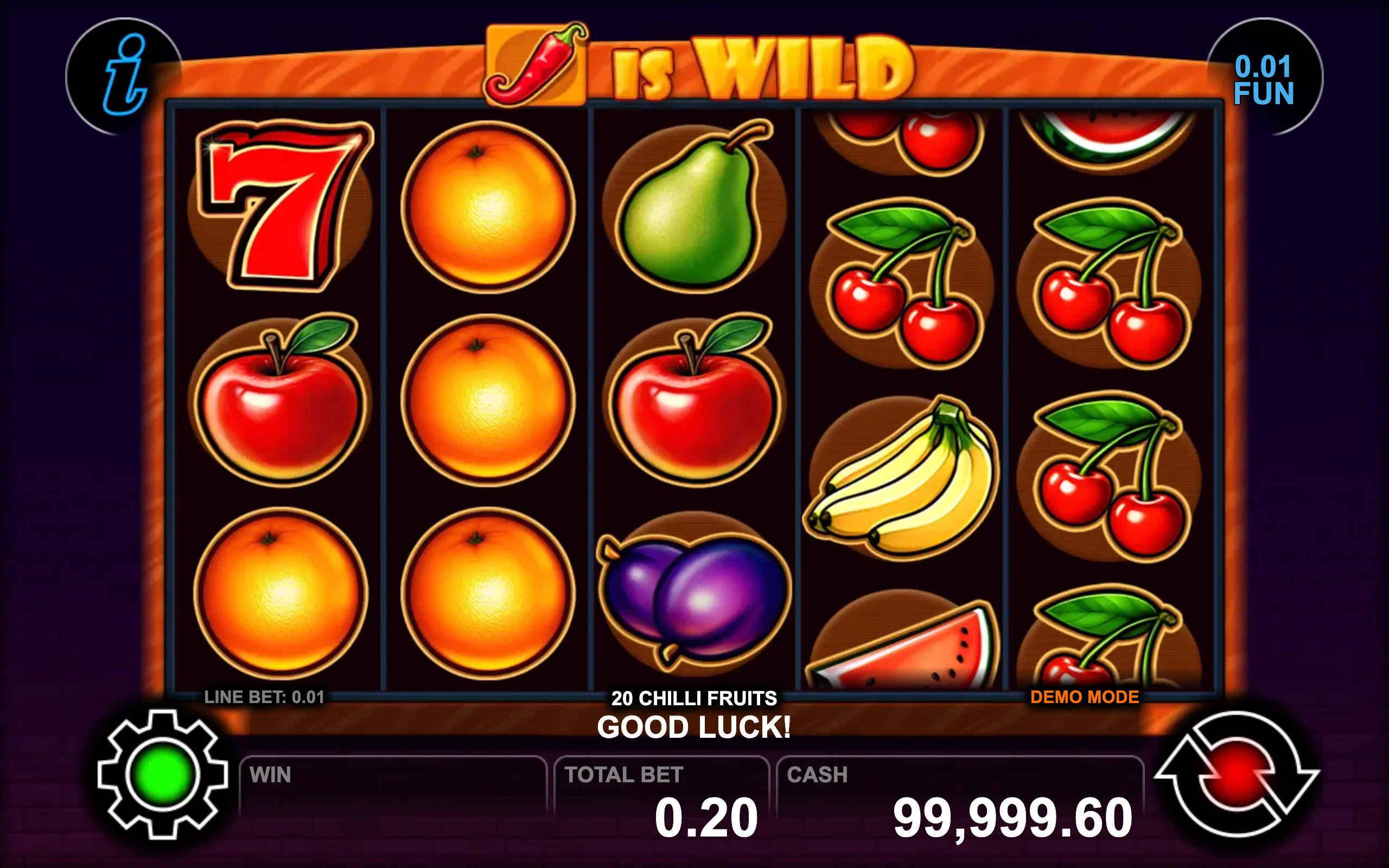 20 Chilli Fruits slot gameplay screenshot 1