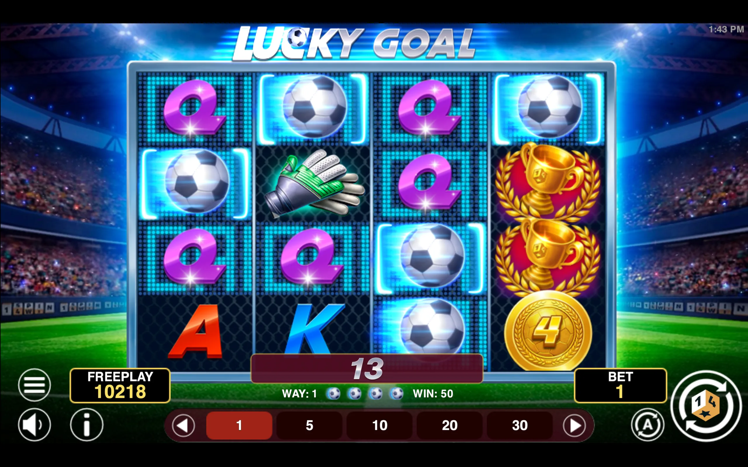 Lucky Goal slot gameplay screenshot 1