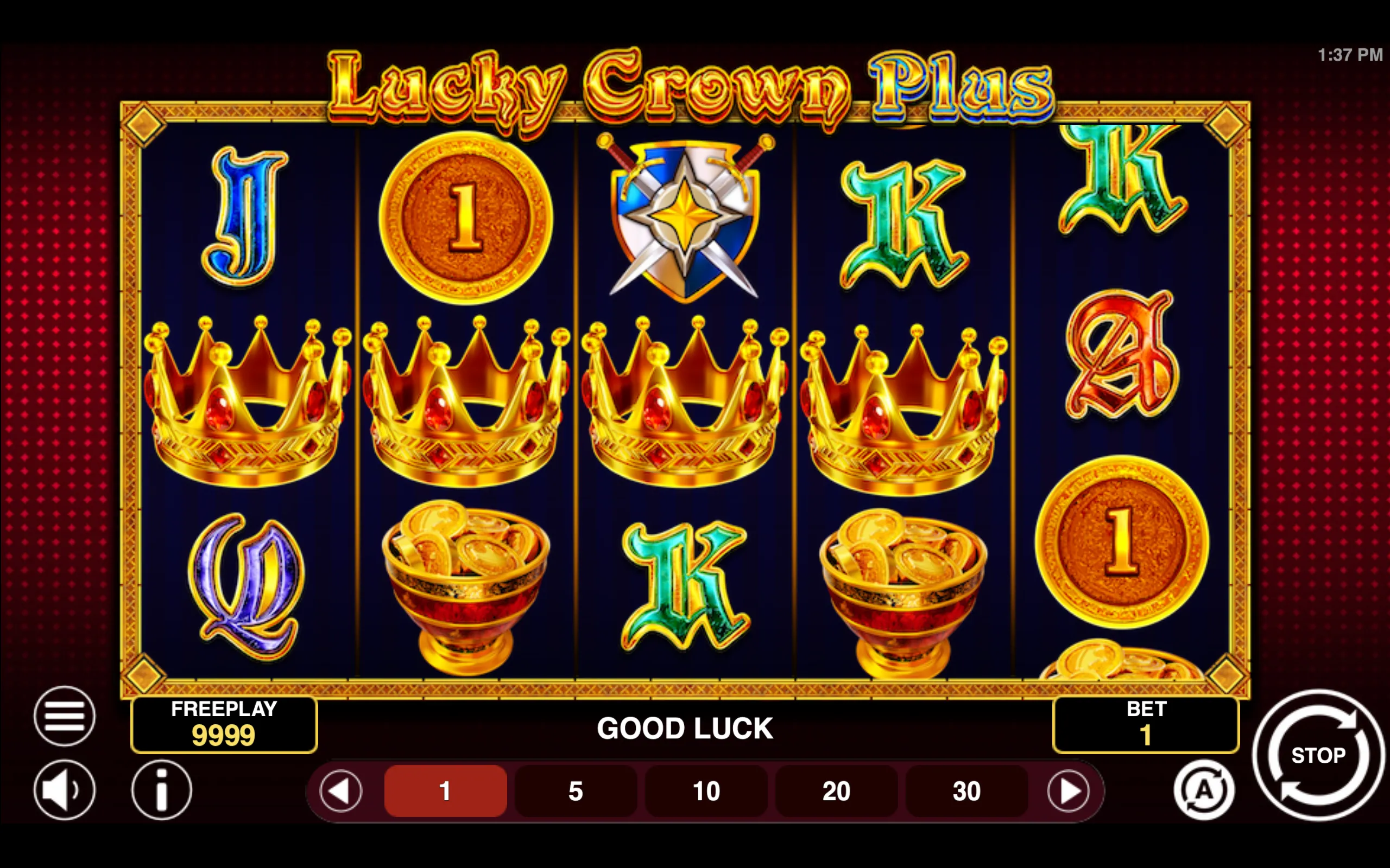Lucky Crown Plus slot gameplay screenshot 1