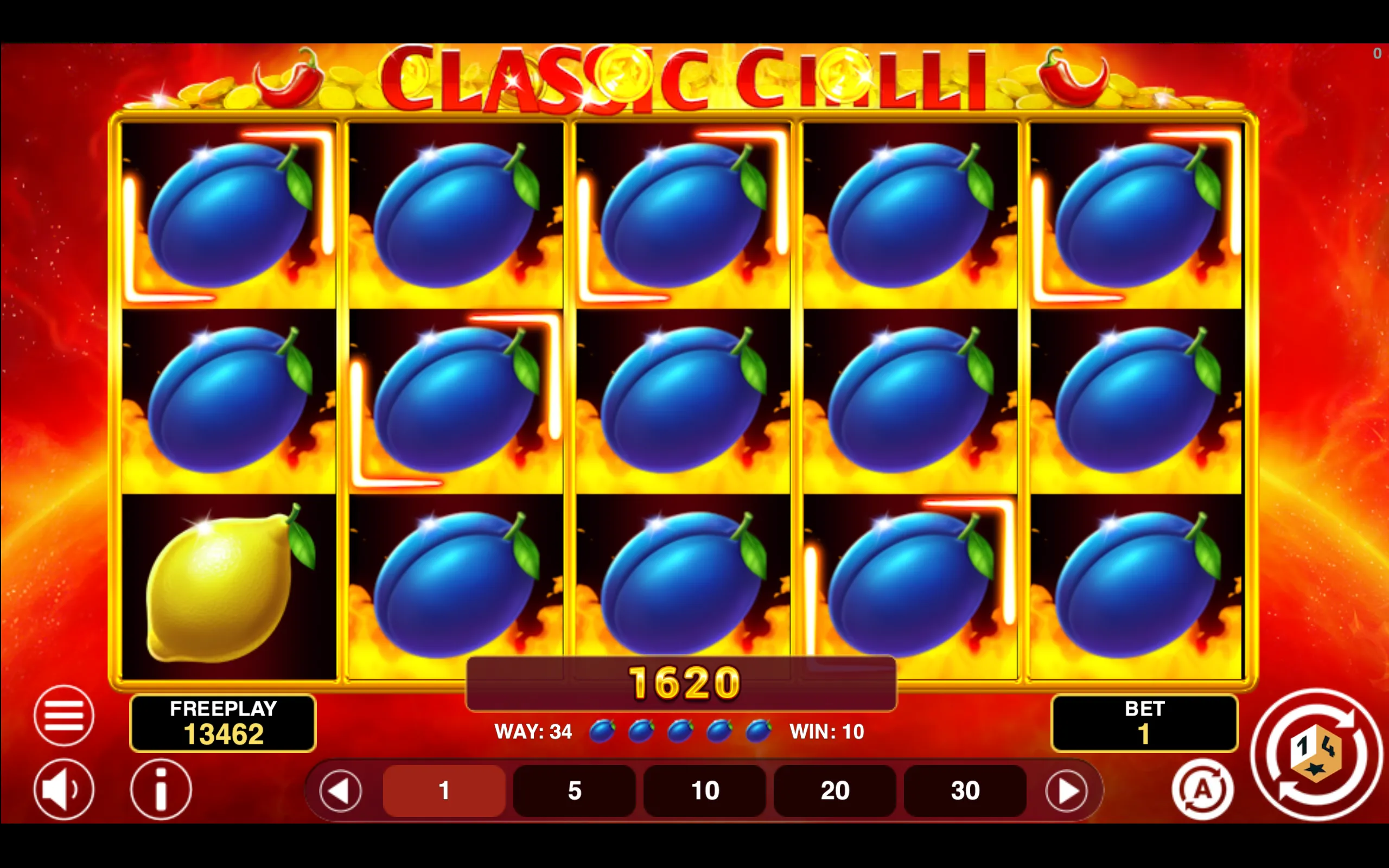 Classic Chilli slot gameplay screenshot 1