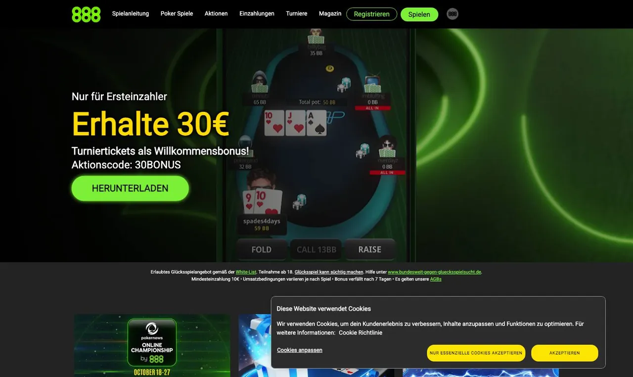 888poker home page on desktop